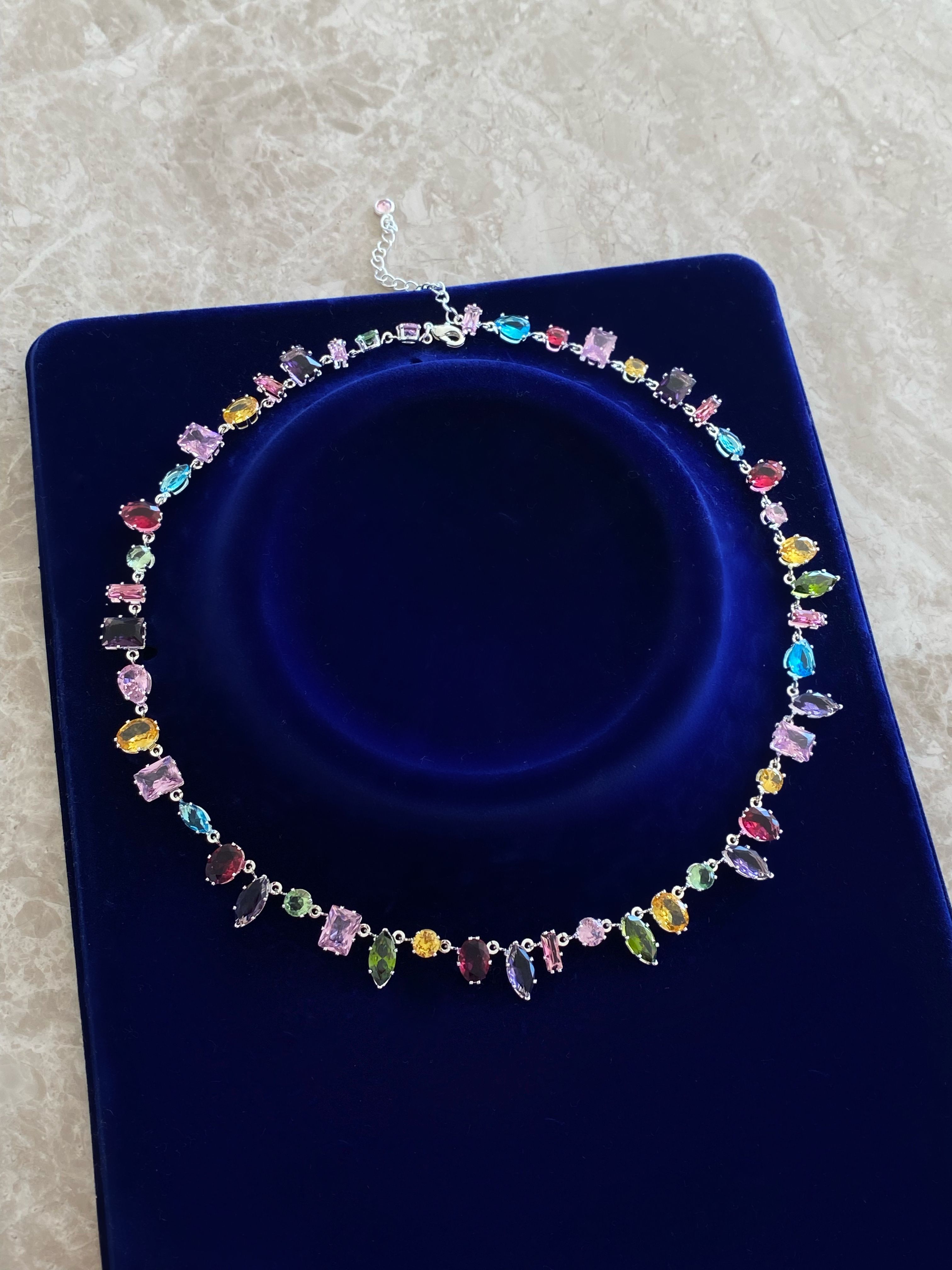 Çelik Rengarenk Baget Taşlı Choker