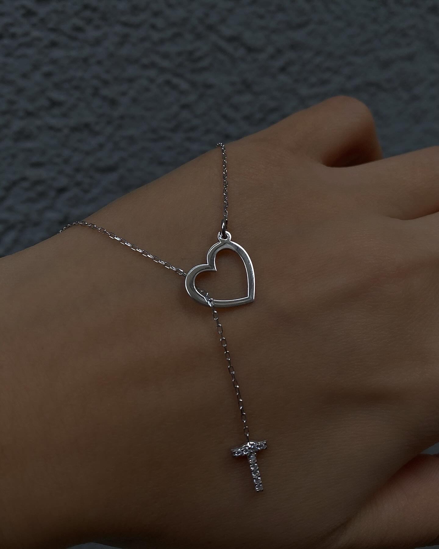 925 Sterling Silver Silver Heart Letter Necklace