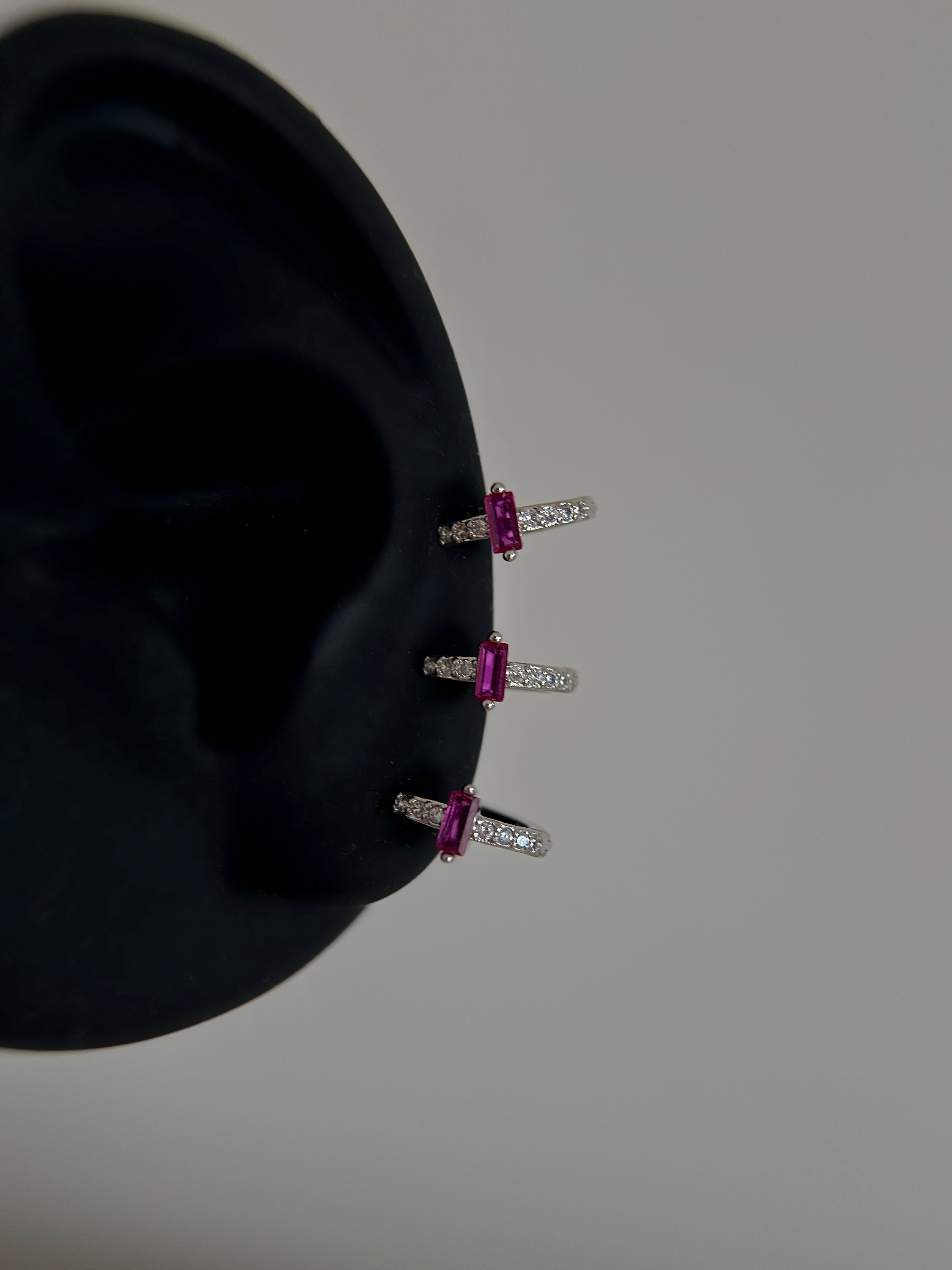 Çelik Pembe Taşlı Halka Piercing