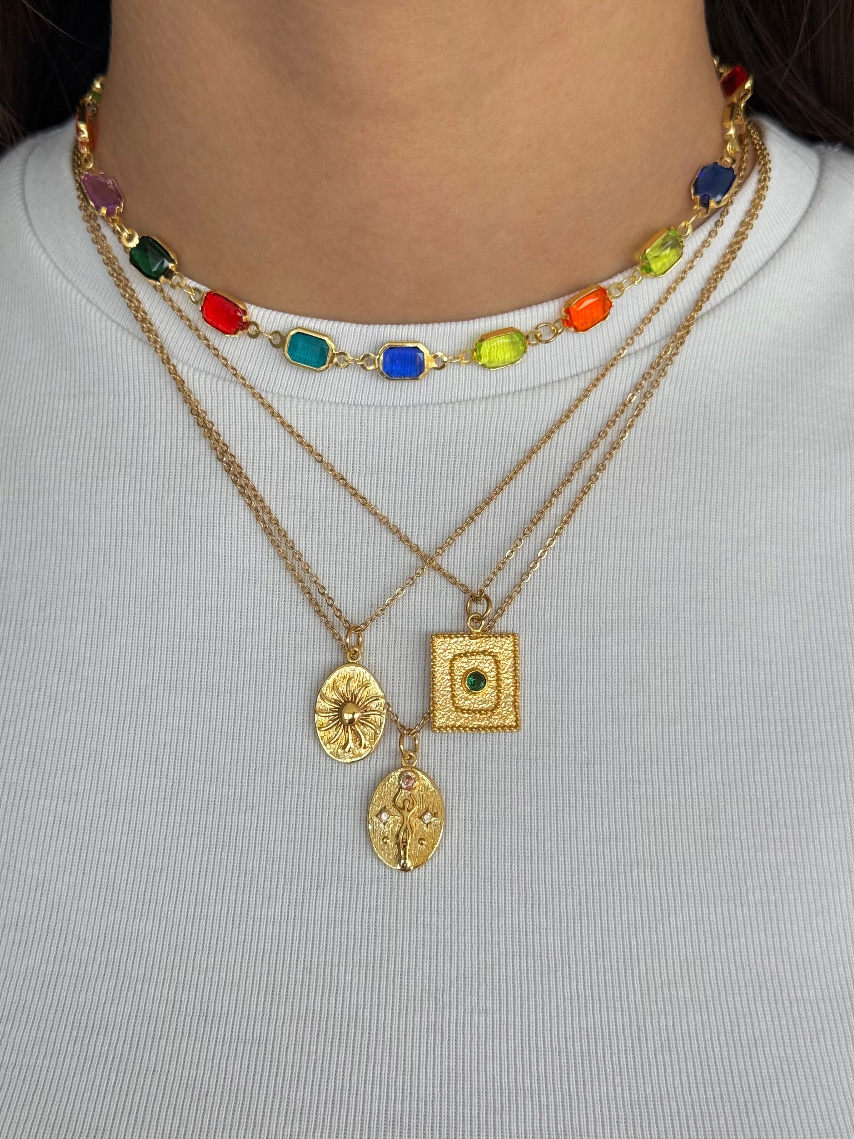 Renkli Baget Taşlı Choker