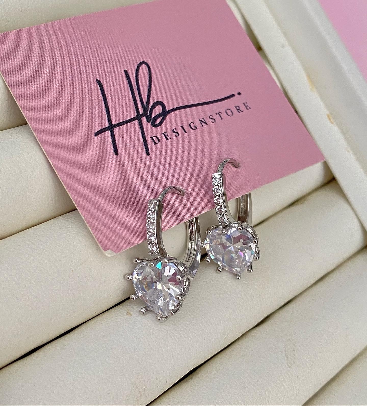 İthal Silver Swarovski Kalp Küpe