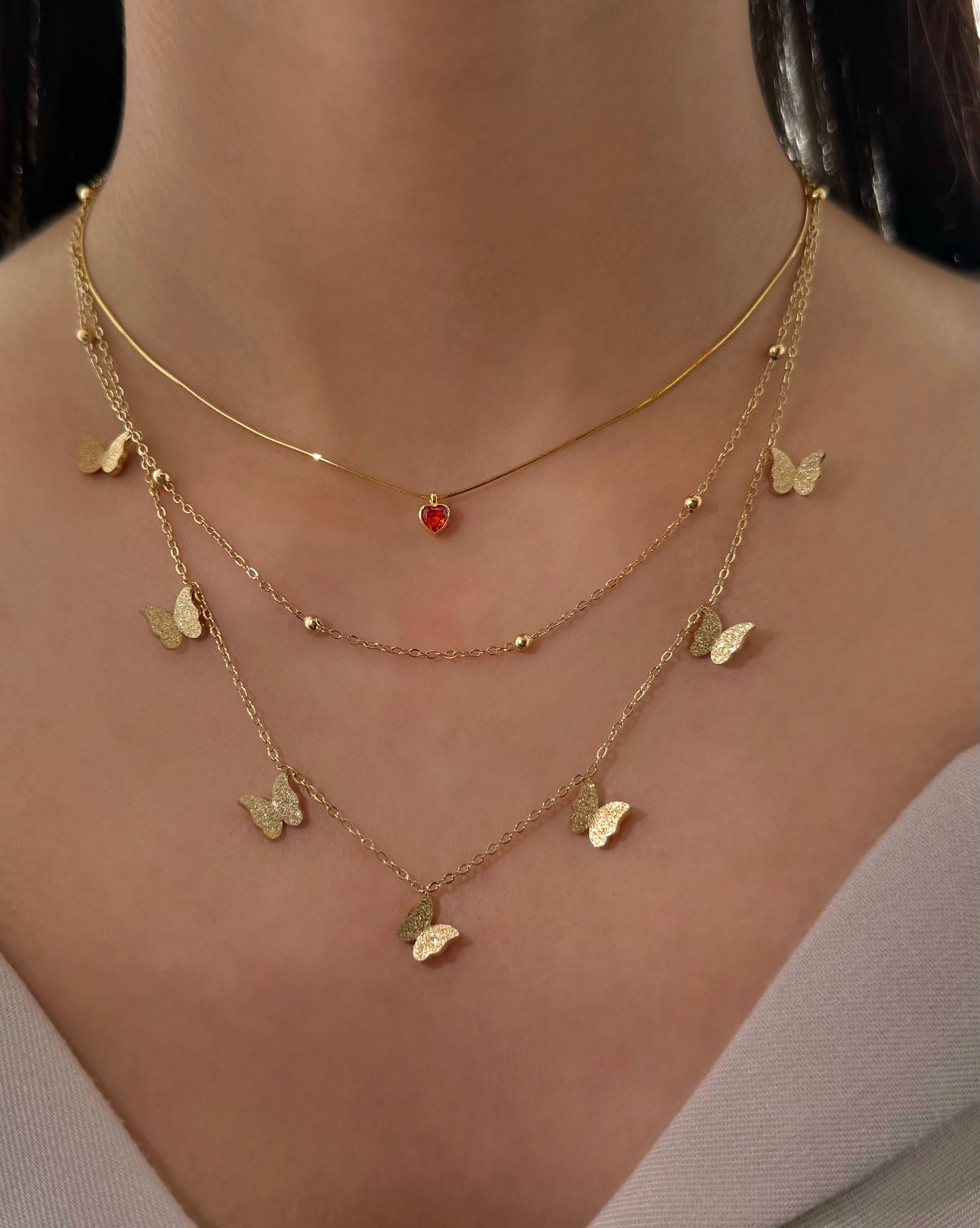 925 Ayar Gümüş Gold Turuncu Mini Kalp Choker