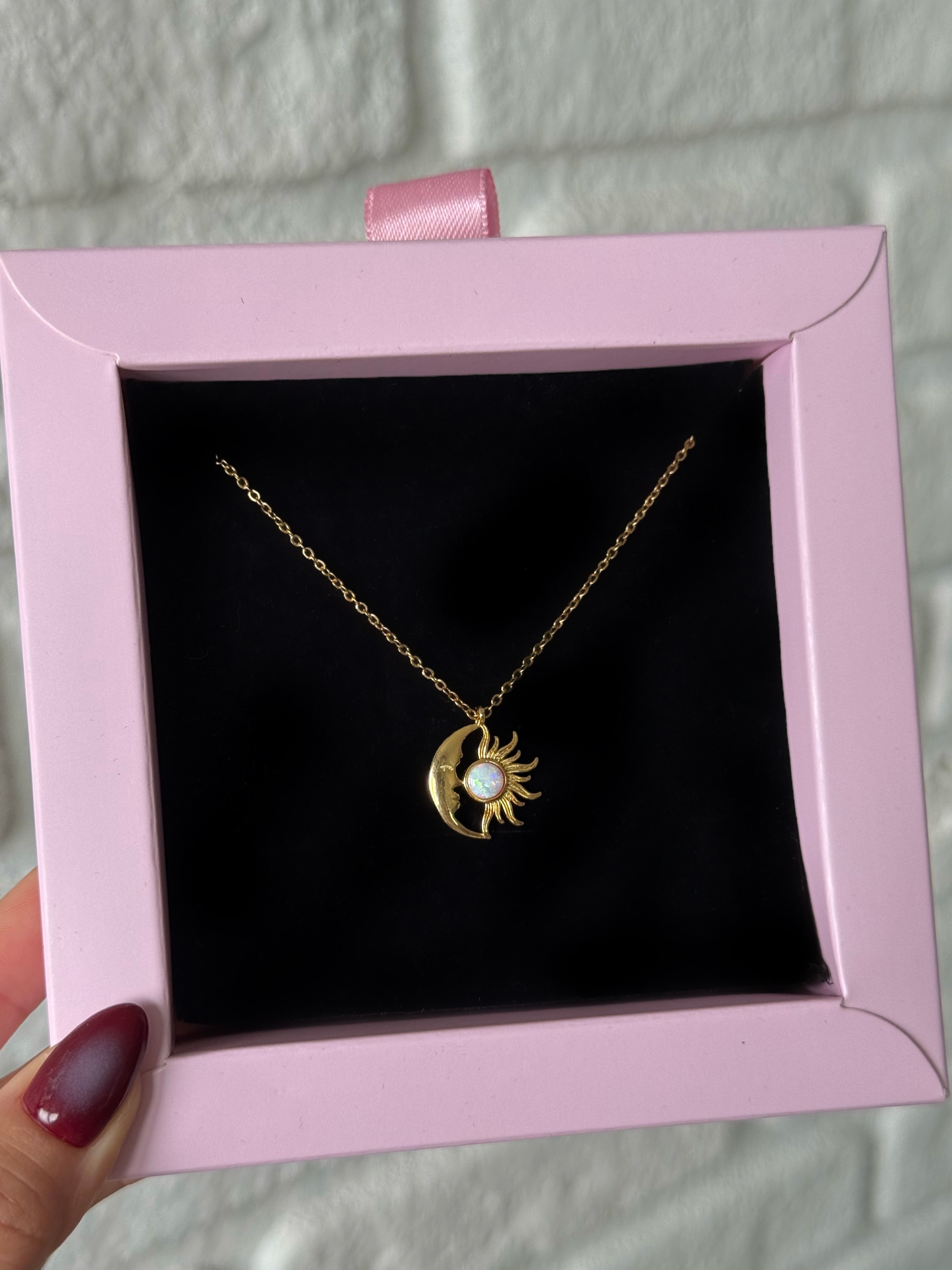 Çelik Gold Sun & Moon Kolye