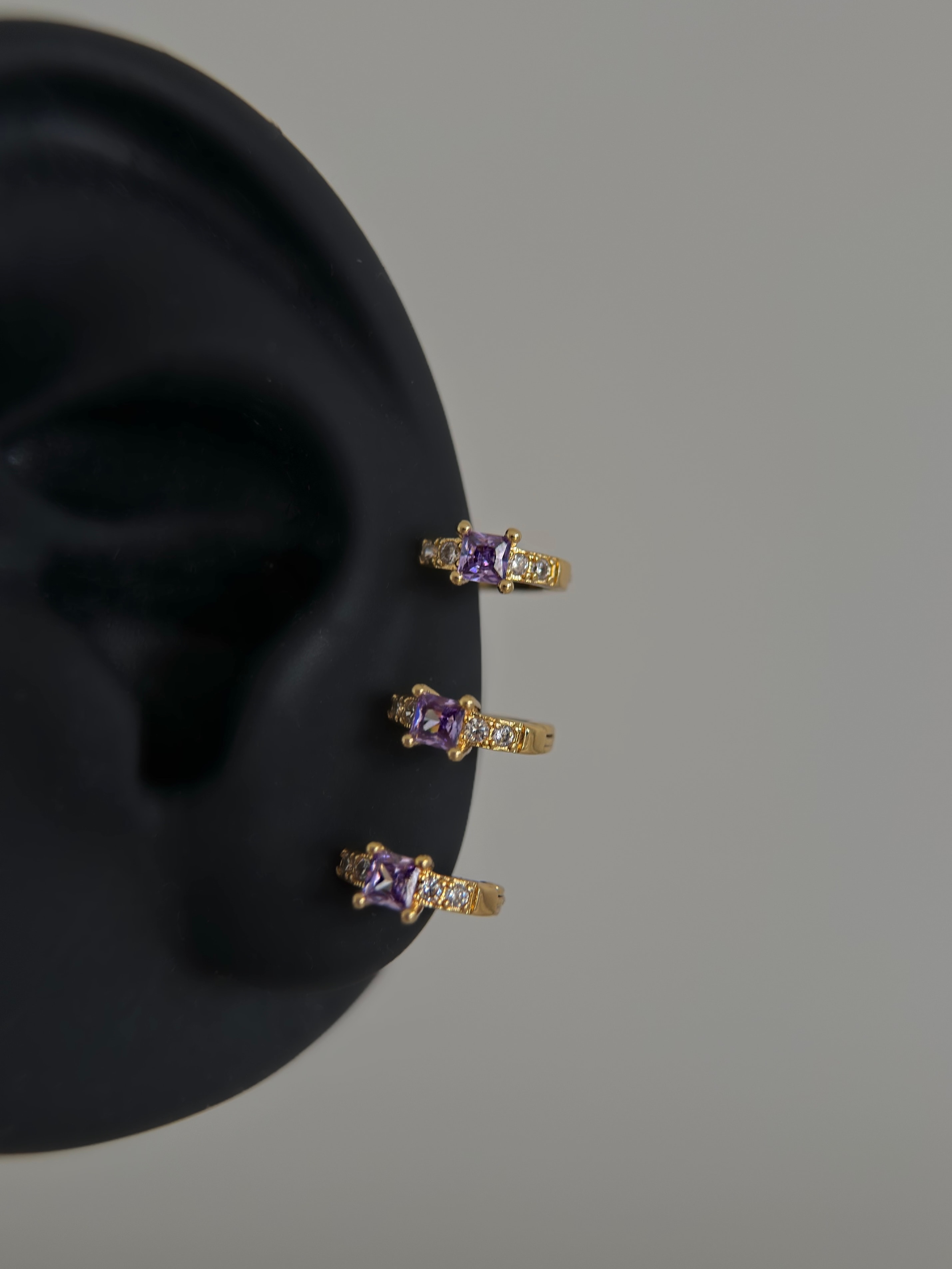 Çelik Gold Mor Taşlı Halka Piercing