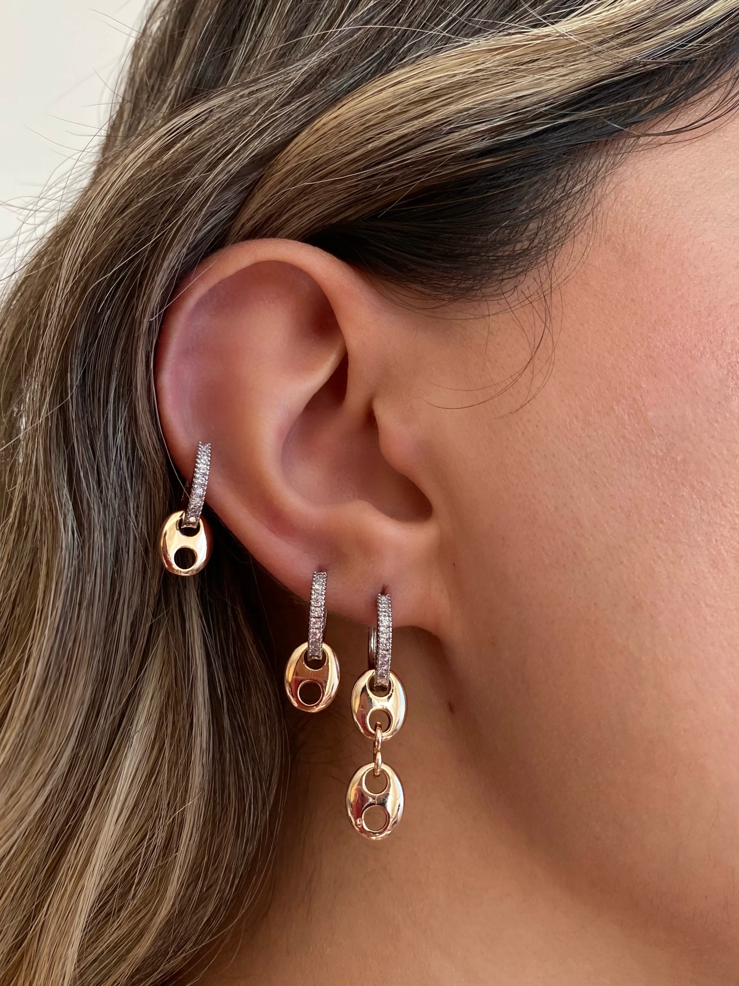 Düğmeli 3 lü Küpe Seti