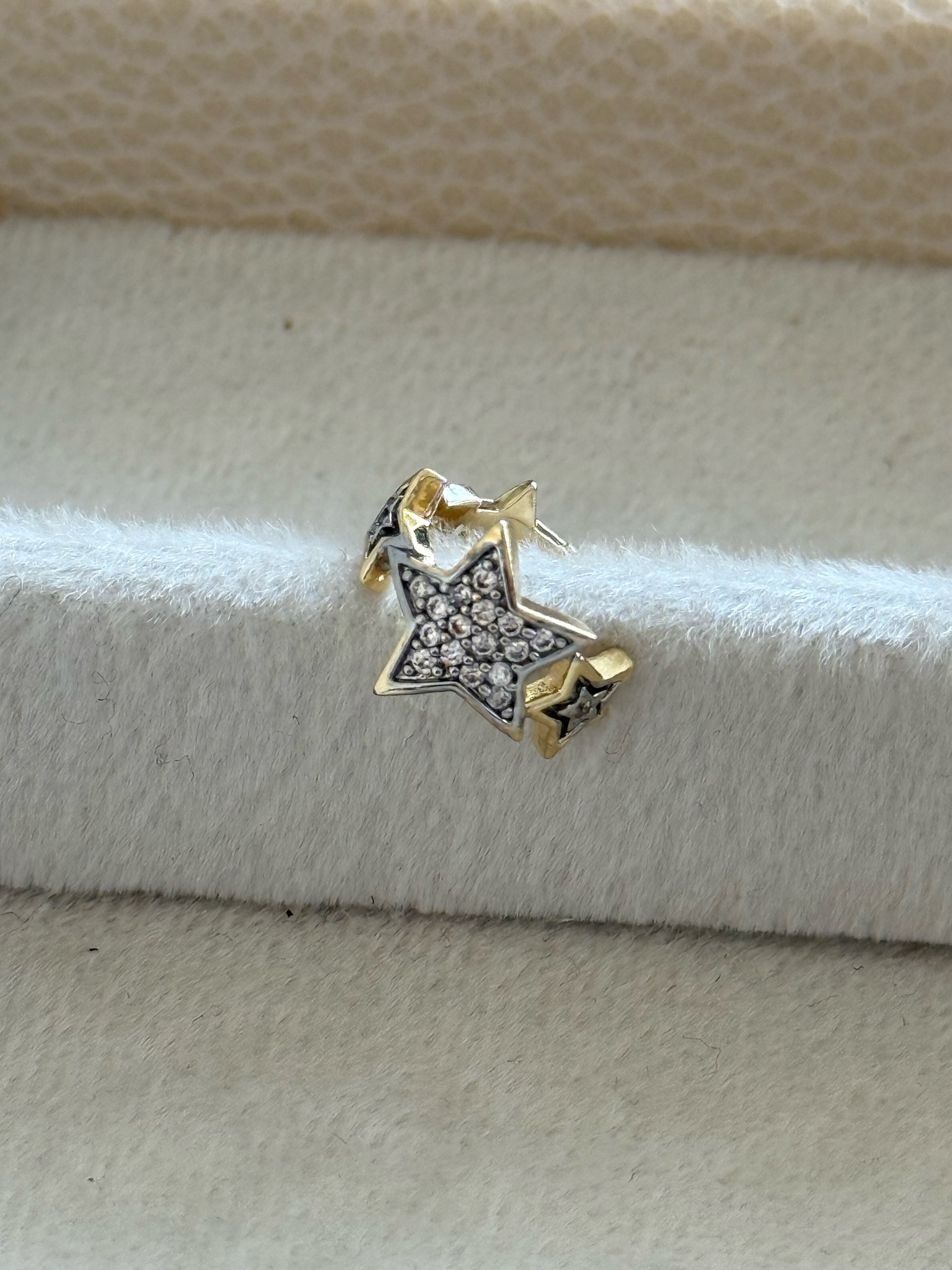 Çelik Yıldız Detaylı Earcuff