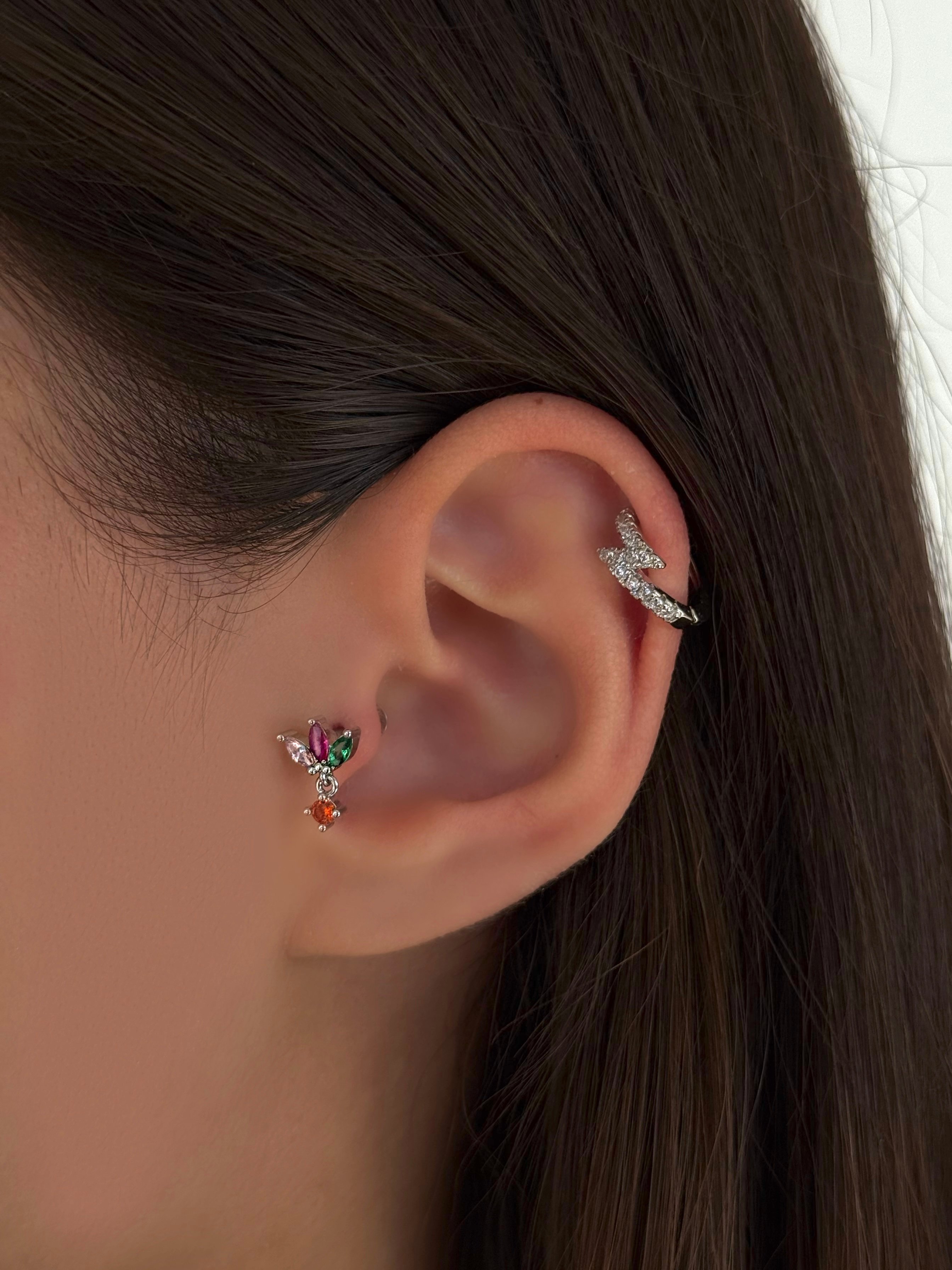 Cerrahi Çelik Silver Renkli Baget Taşlı Piercing