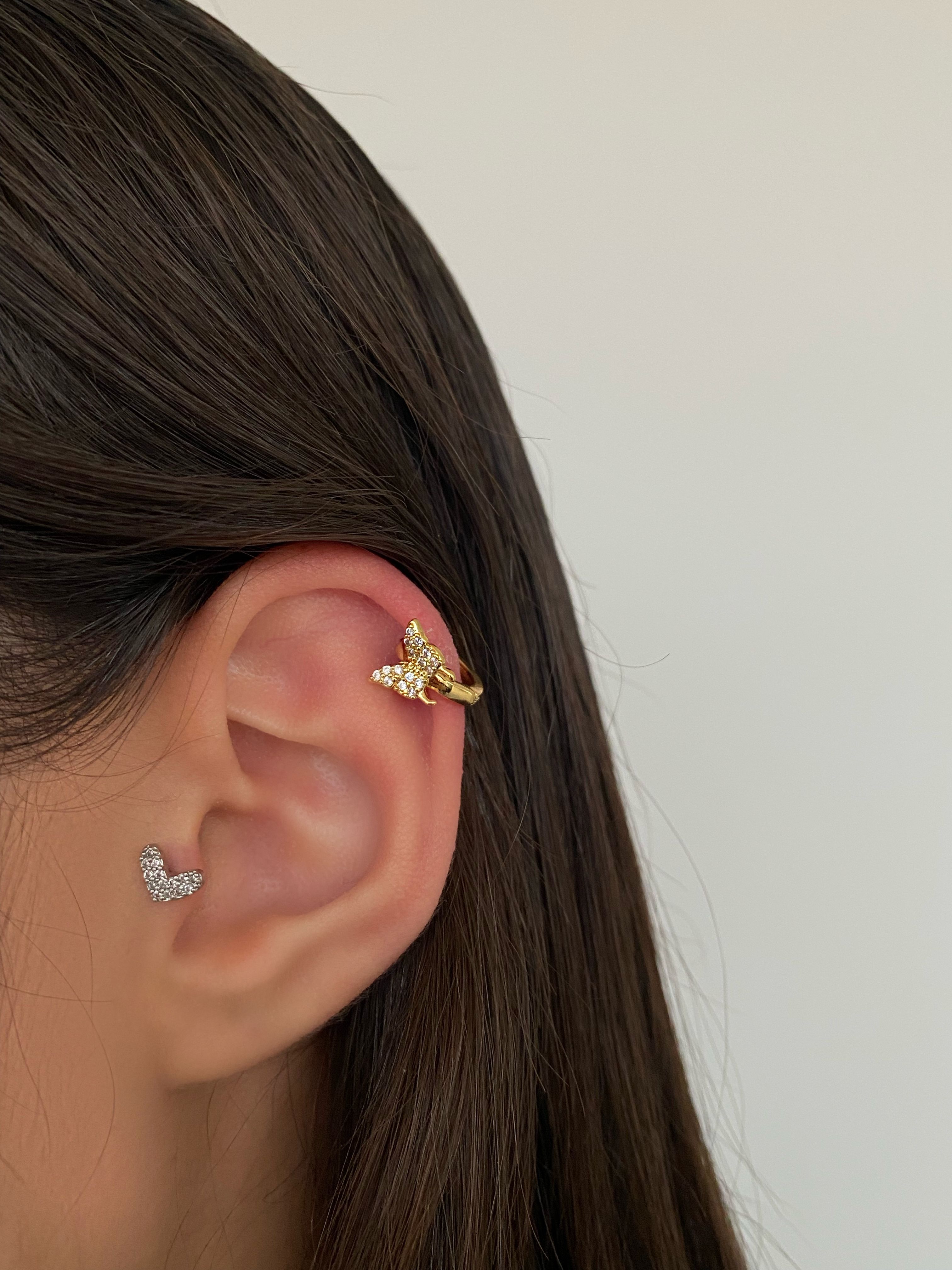 Cerrahi Çelik Silver Gold  Kelebekli Halka Piercing