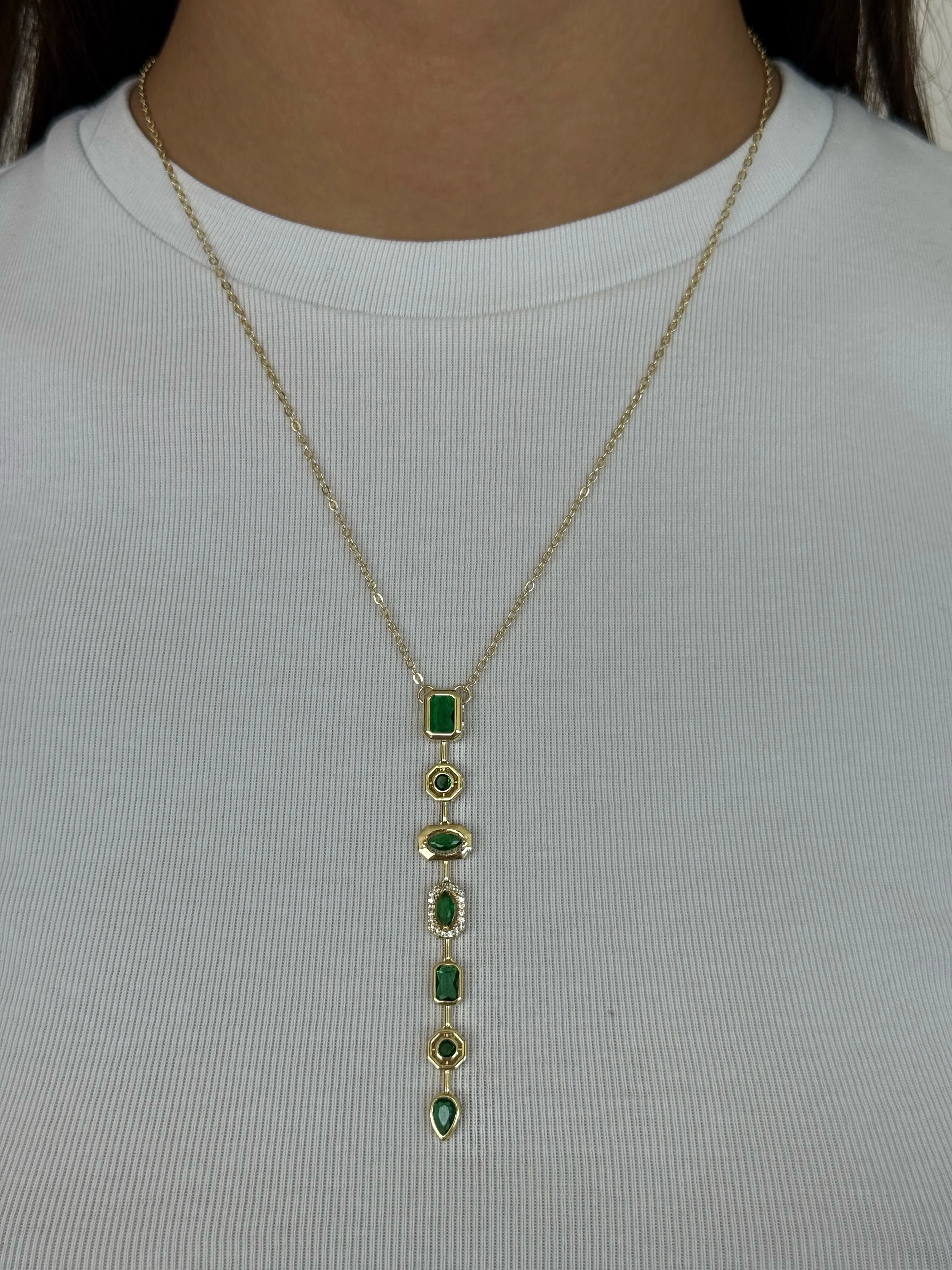 Çelik Yeşil Y Kolye