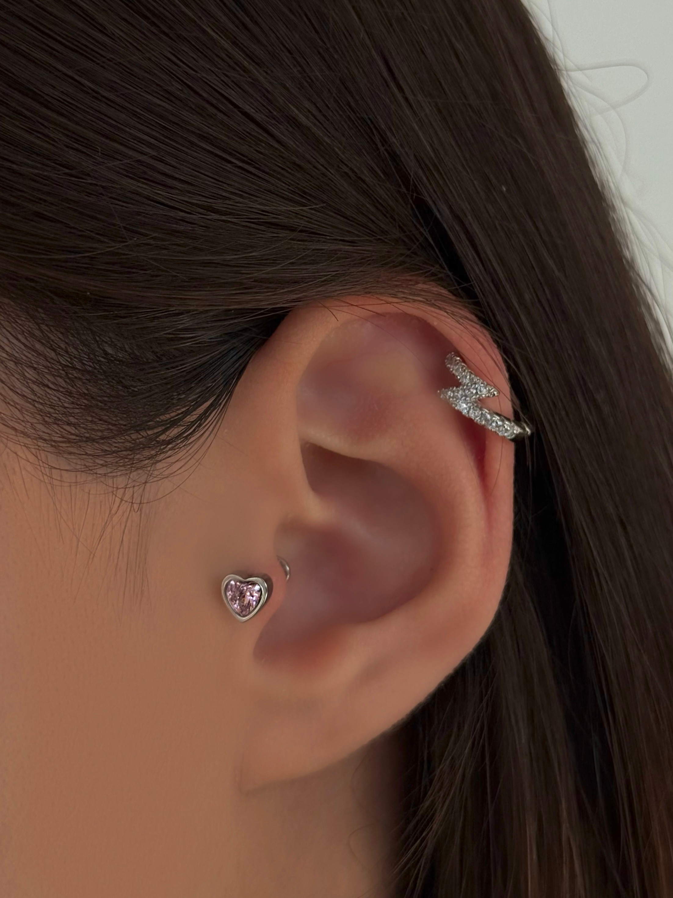 Cerrahi Çelik Silver Pembe Kalpli Piercing