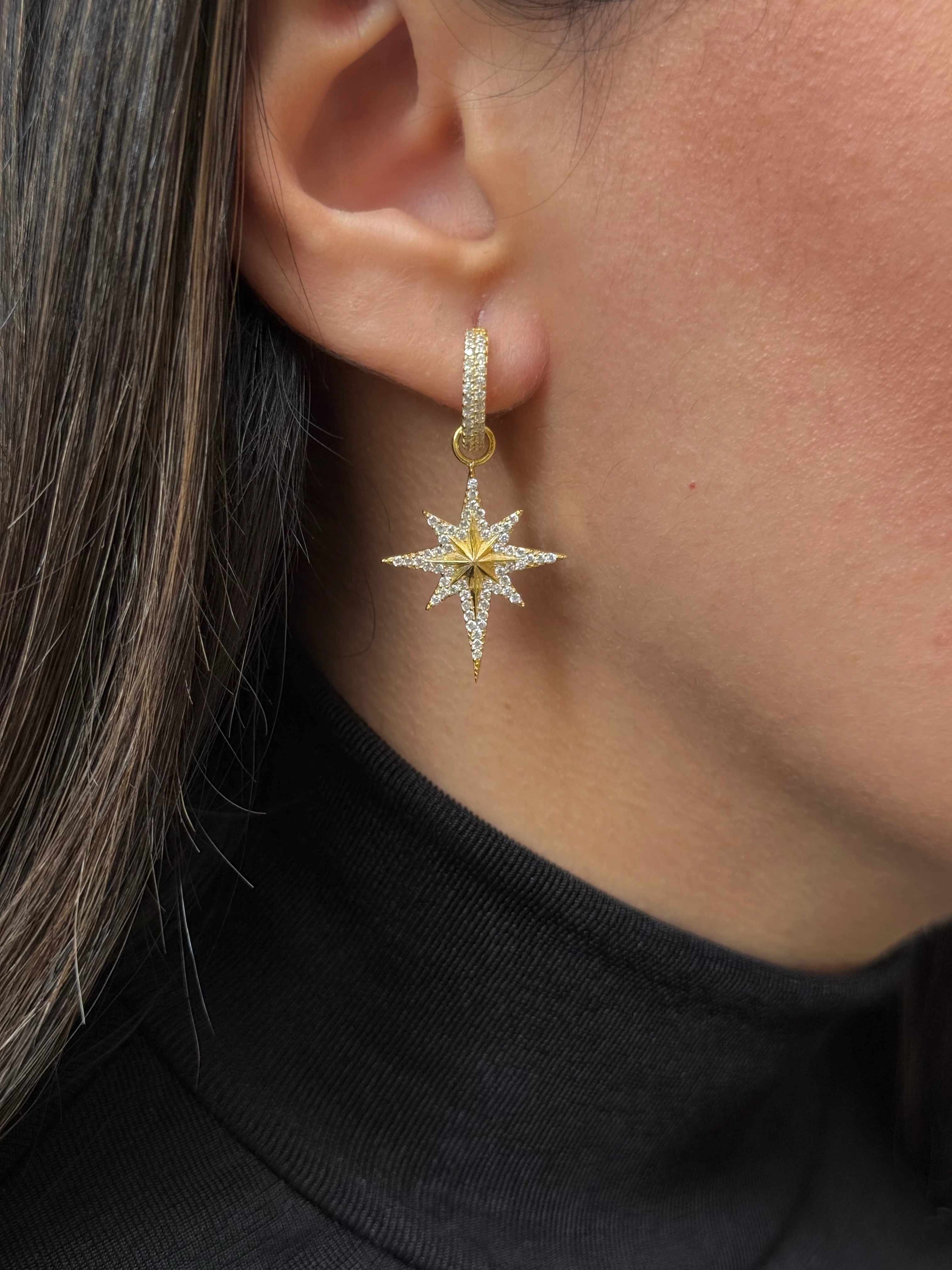 925 Ayar Gümüş Kutup Yıldızı Detay Küpe 