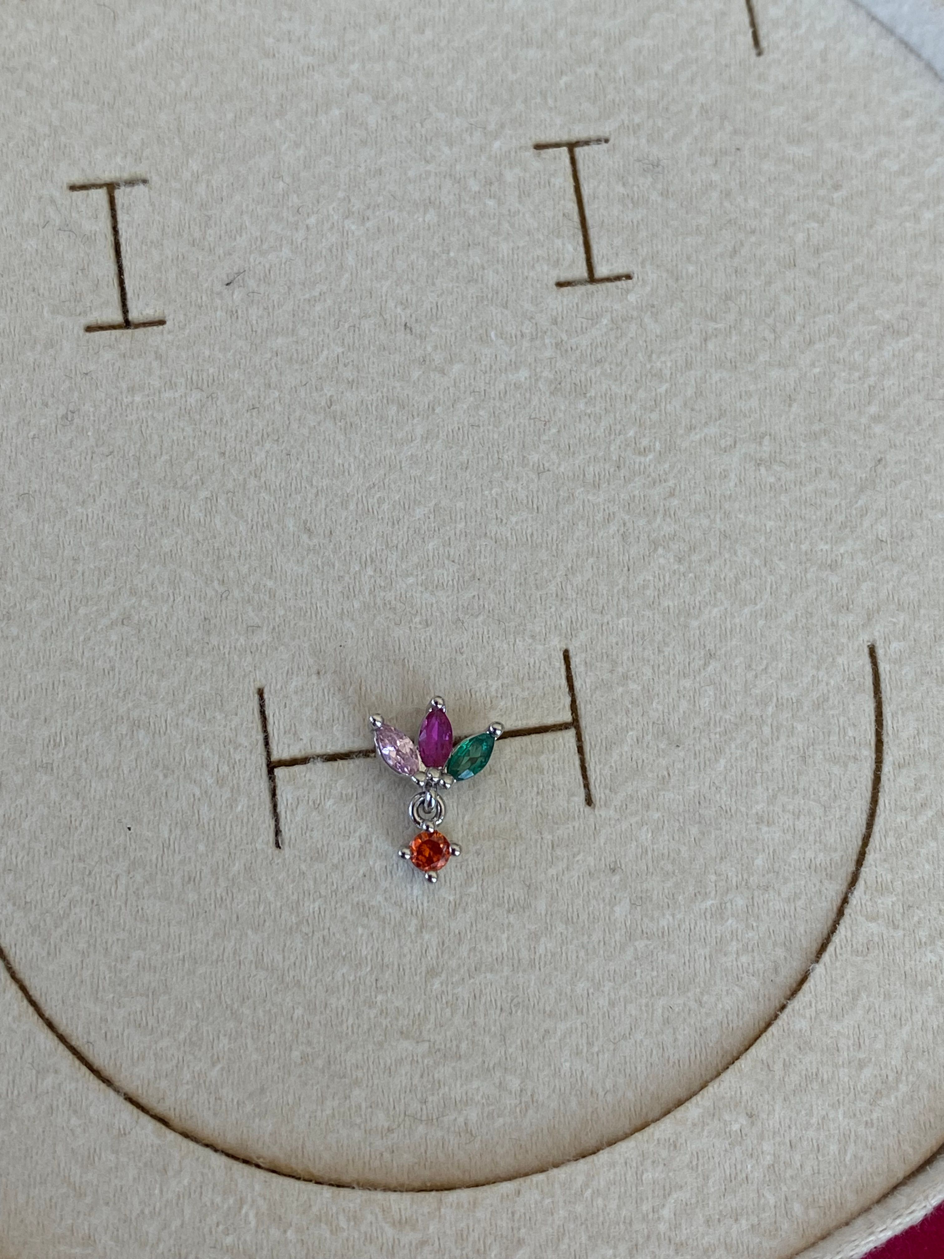 Cerrahi Çelik Silver Renkli Baget Taşlı Piercing