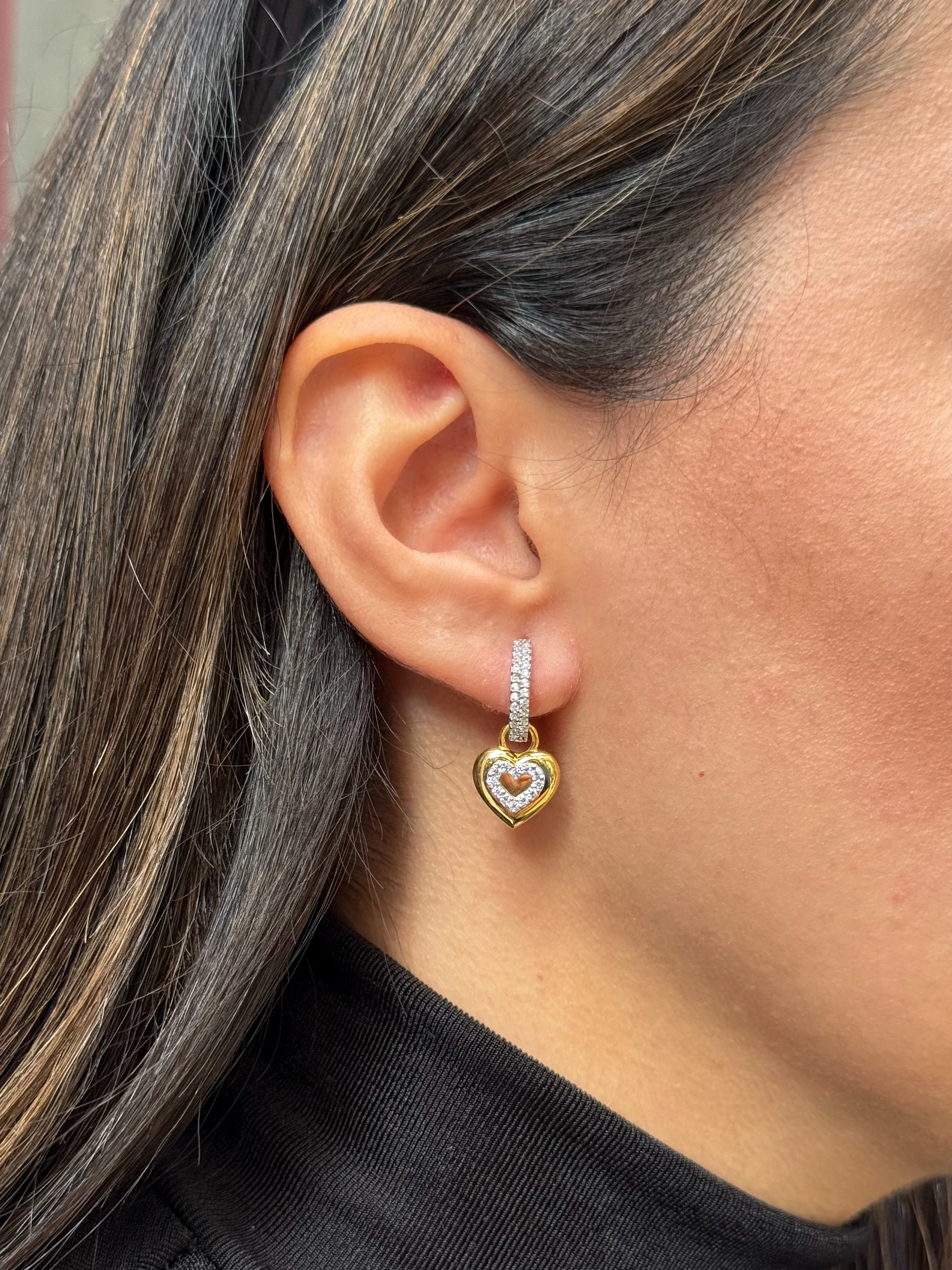 925 Ayar Gümüş Kalp Detay Küpe 