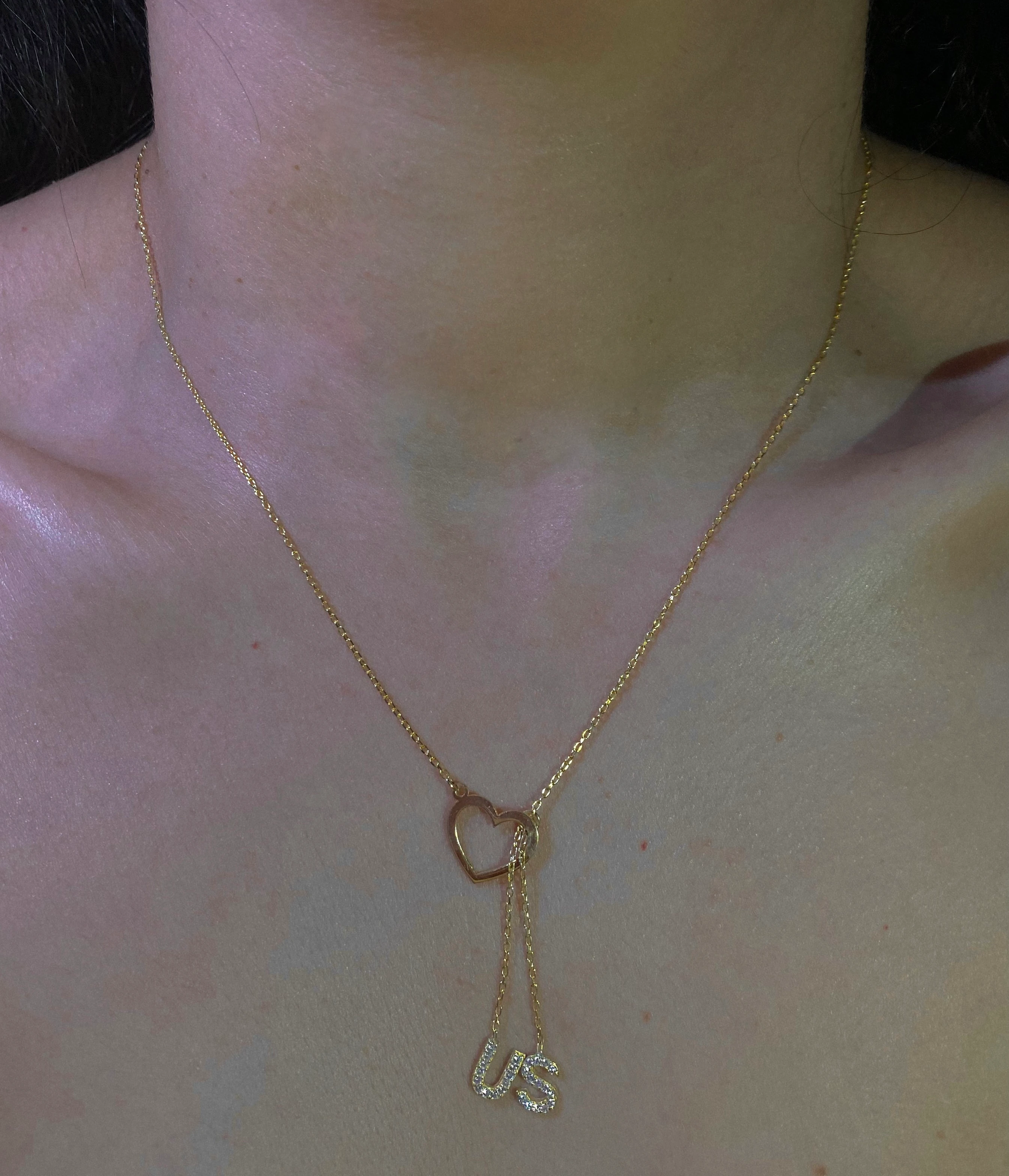 925 Ayar Gümüş Kalpli Çift Harfli Kolye