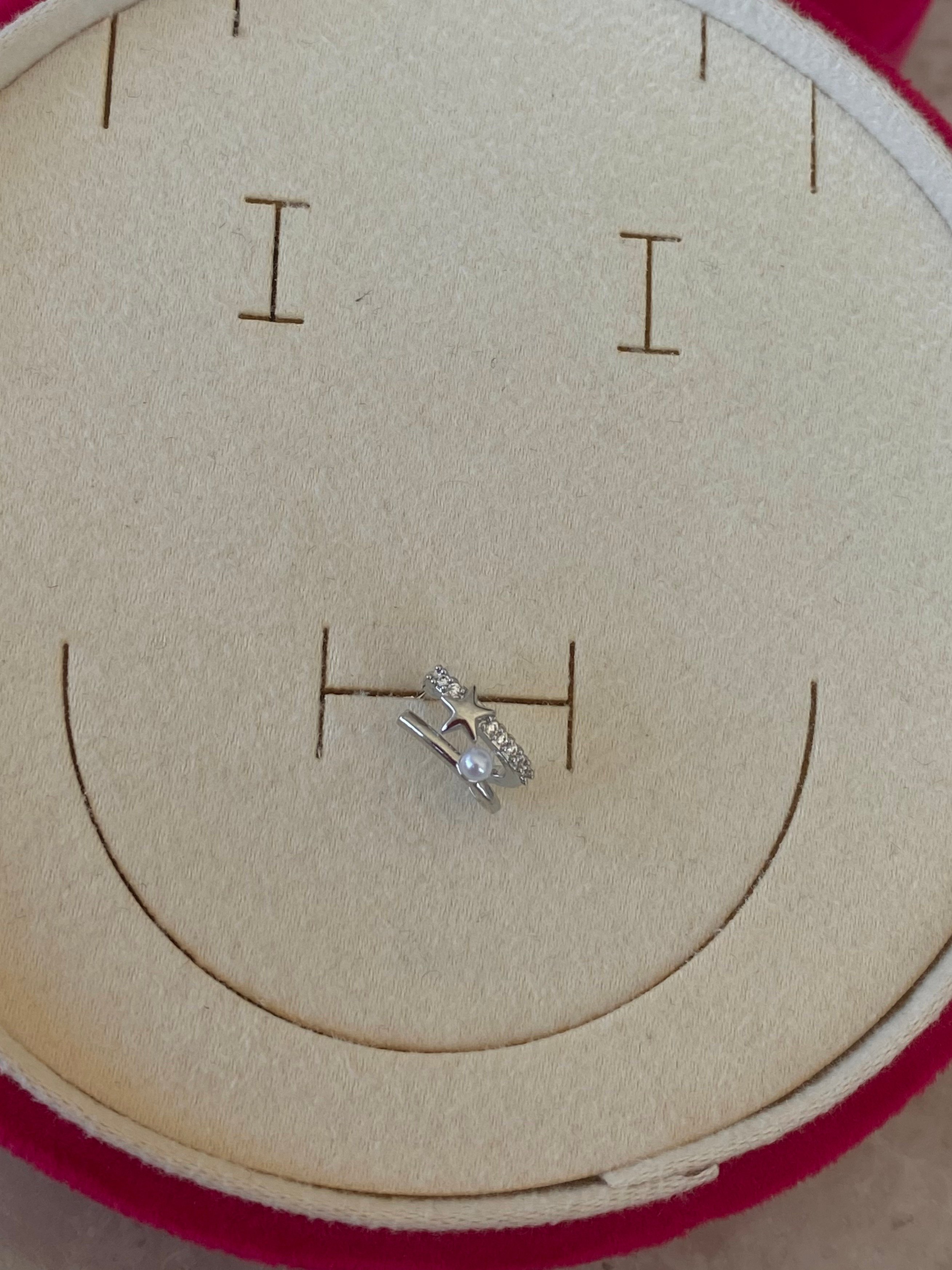 Cerrahi Çelik Silver İnci Detaylı Yıldız Piercing