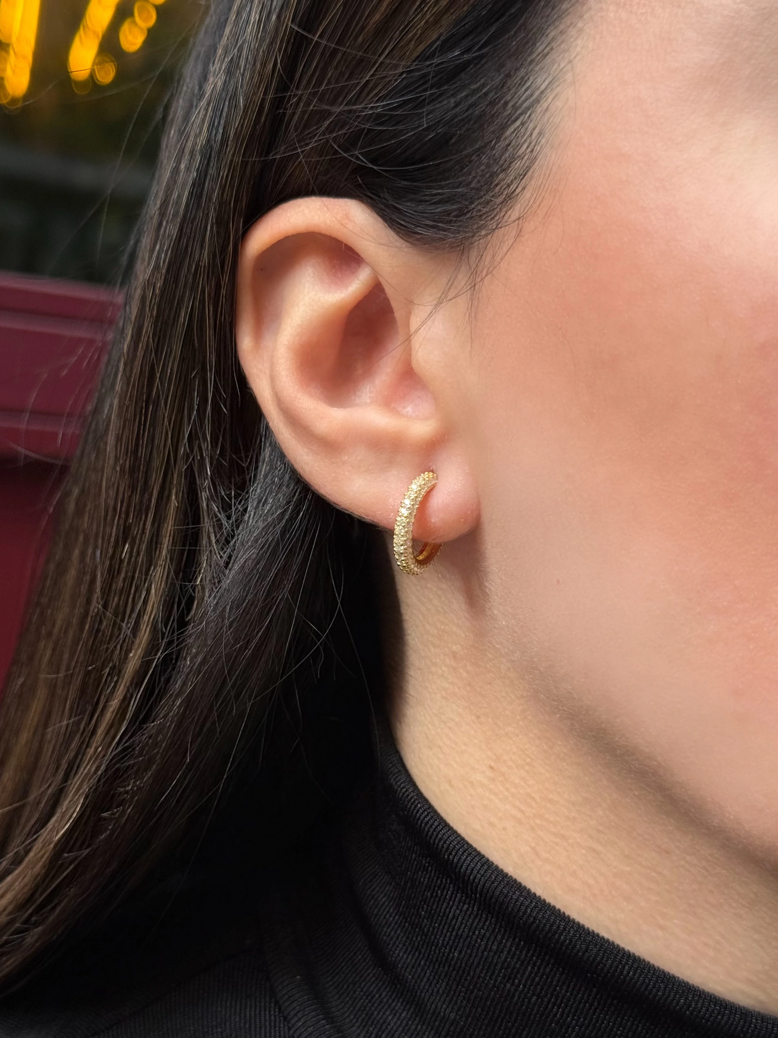 925 Ayar Gümüş Mini Taşlı Halka Küpe