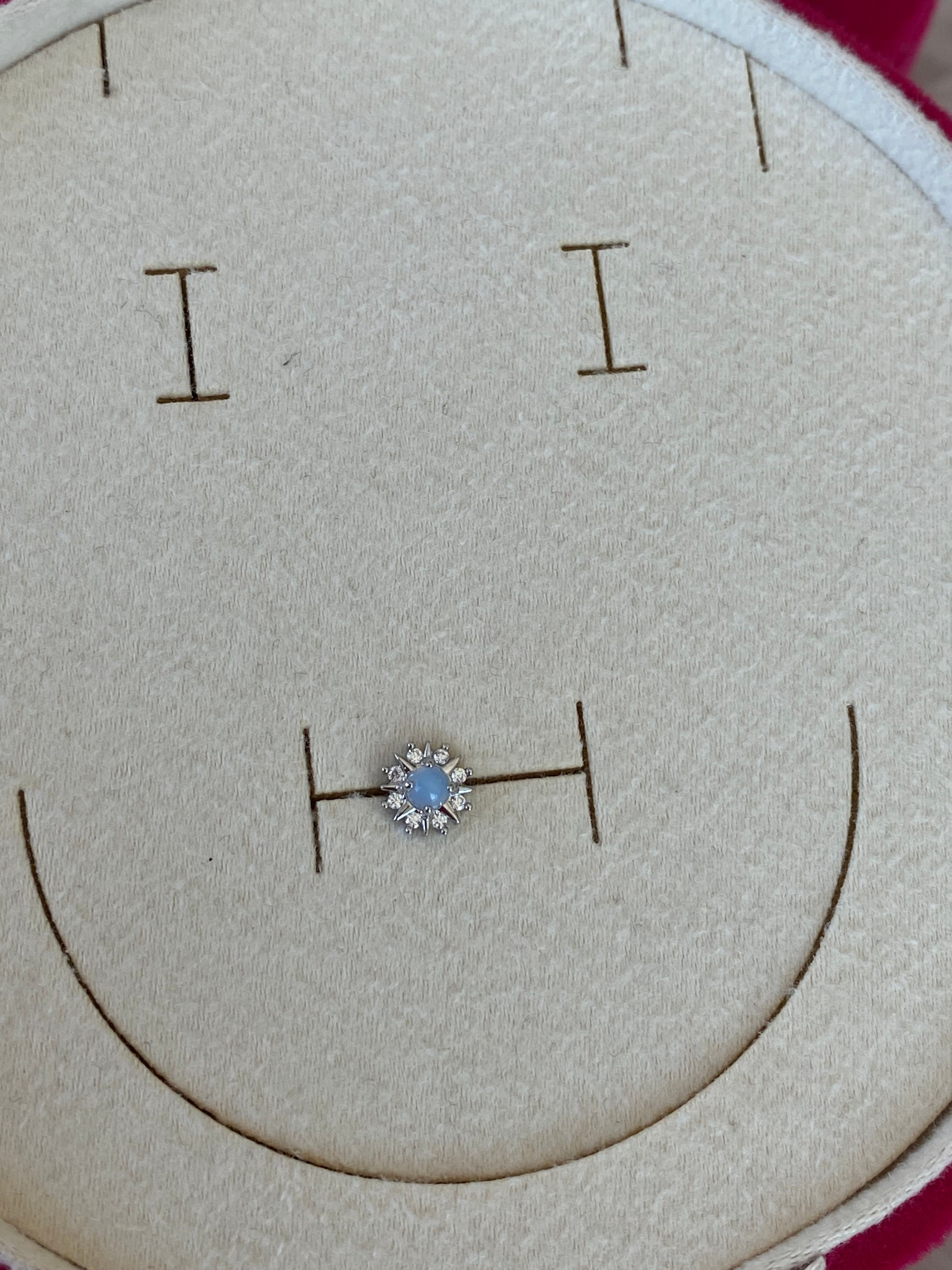 Cerrahi Çelik Silver Hologramlı Yuvarlak Piercing