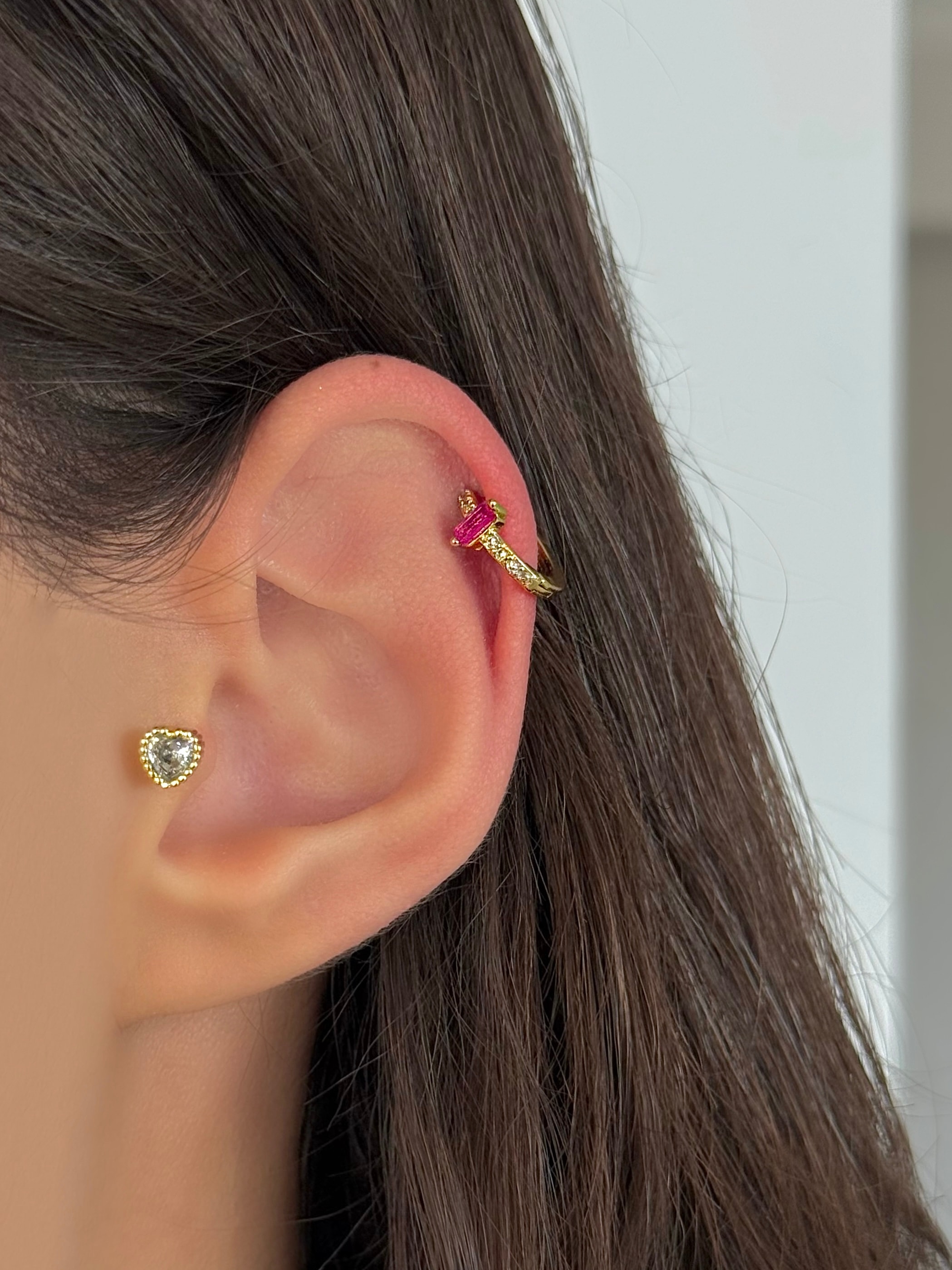 Çelik Gold Pembe Baget Taşlı Halka Piercing