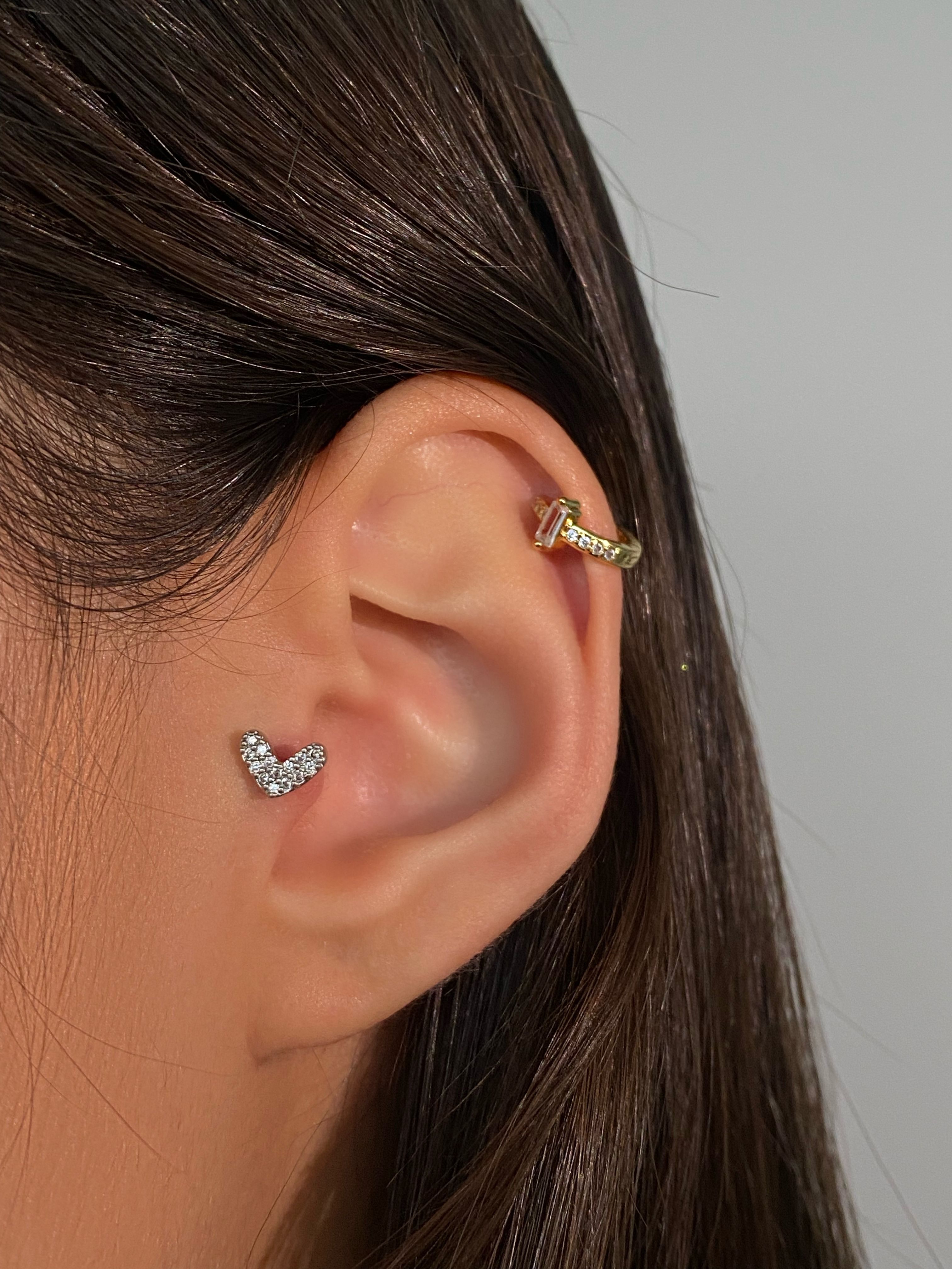 Cerrahi Çelik Silver Kalp Tragus Piercing