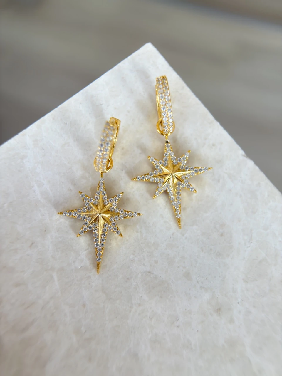 925 Ayar Gümüş Kutup Yıldızı Detay Küpe 