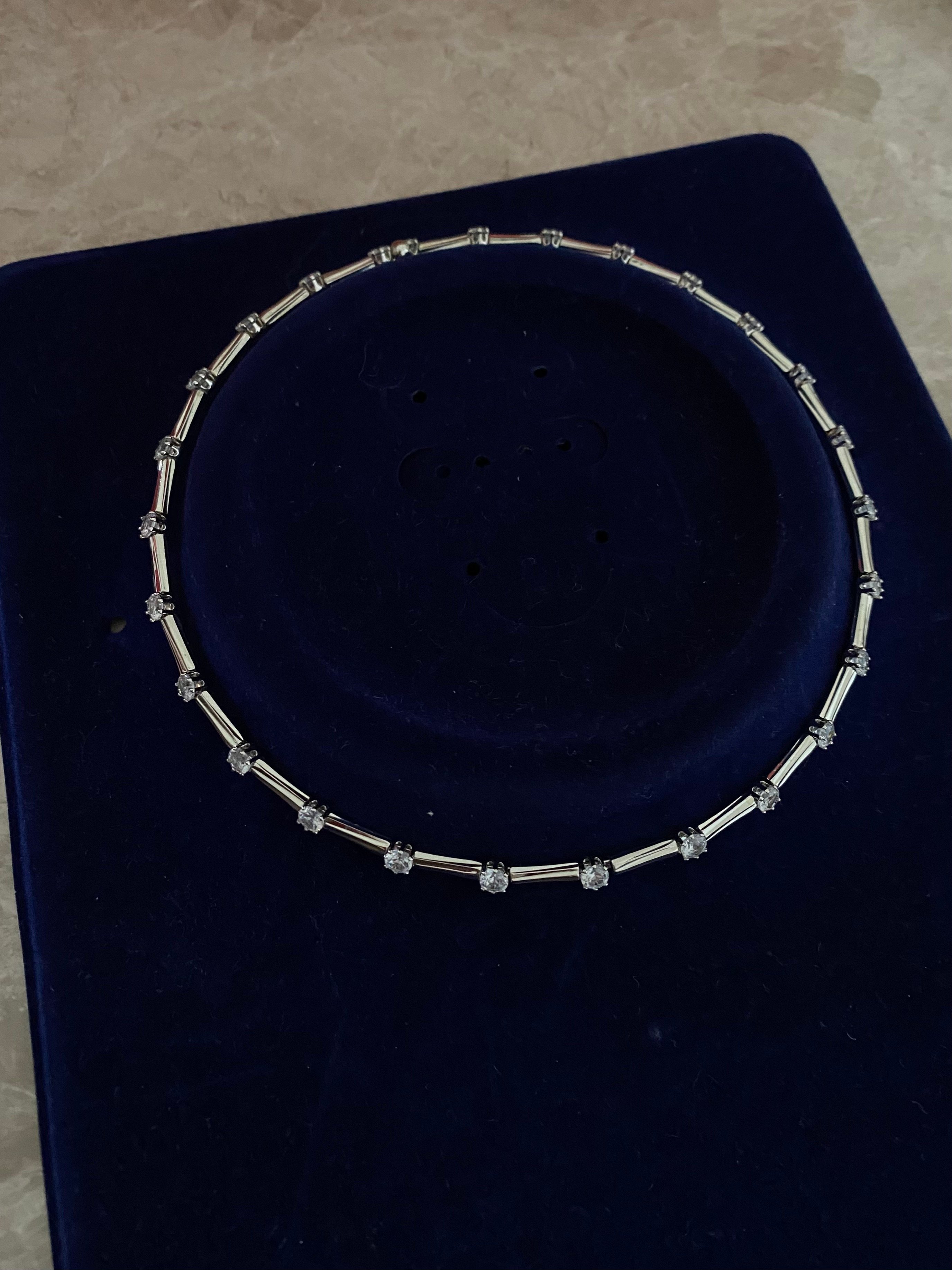 Silver Tek Taşlı Choker