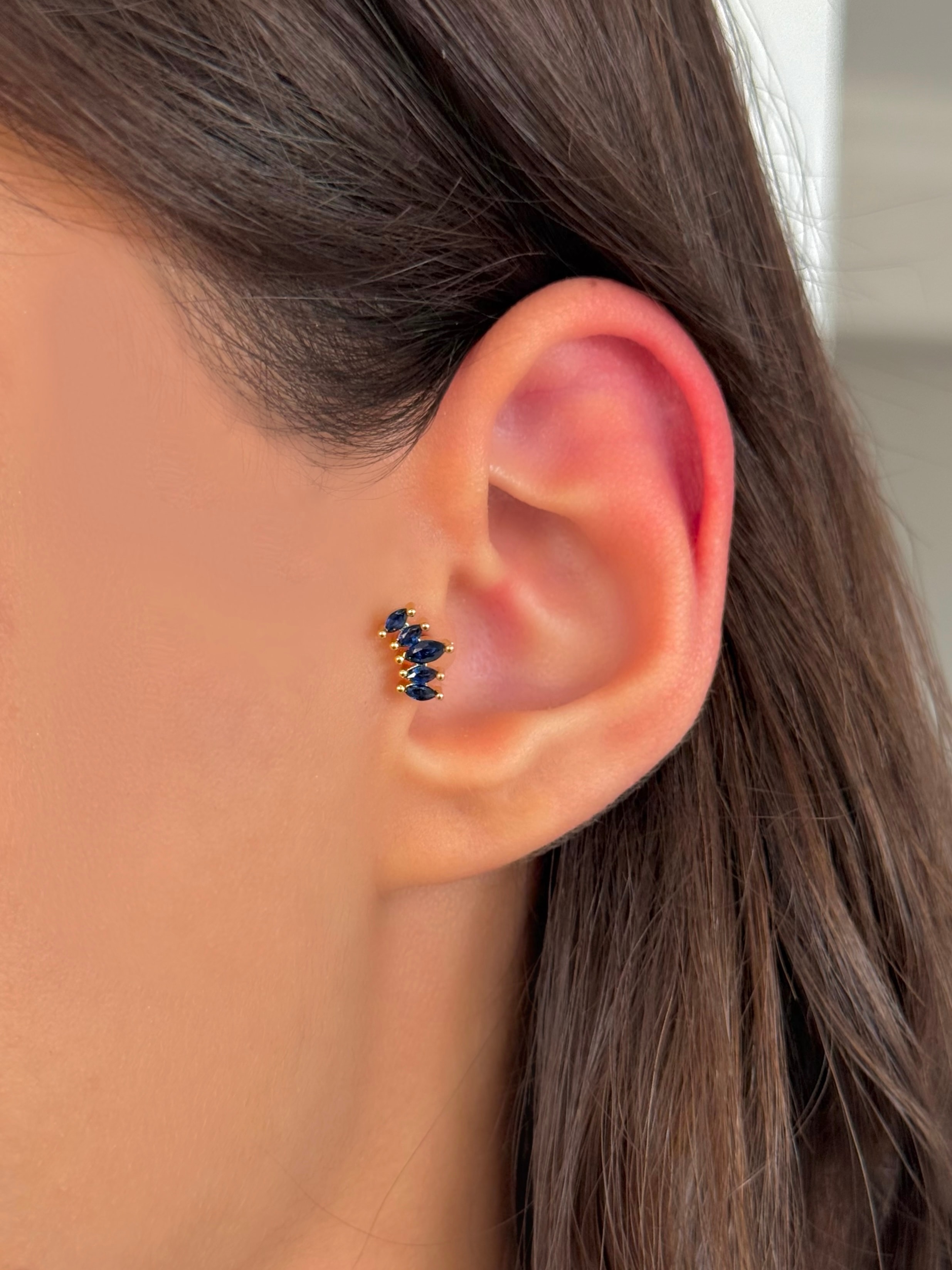 Çelik Gold Lacivert Taşlı Tragus & Piercing