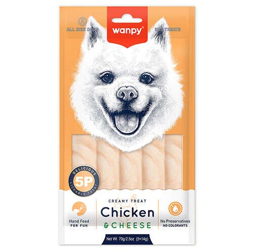 WANPY TAVUKLU VE PEYNİRLİ KREMA KÖPEK ÖDÜLÜ 5'Lİ
