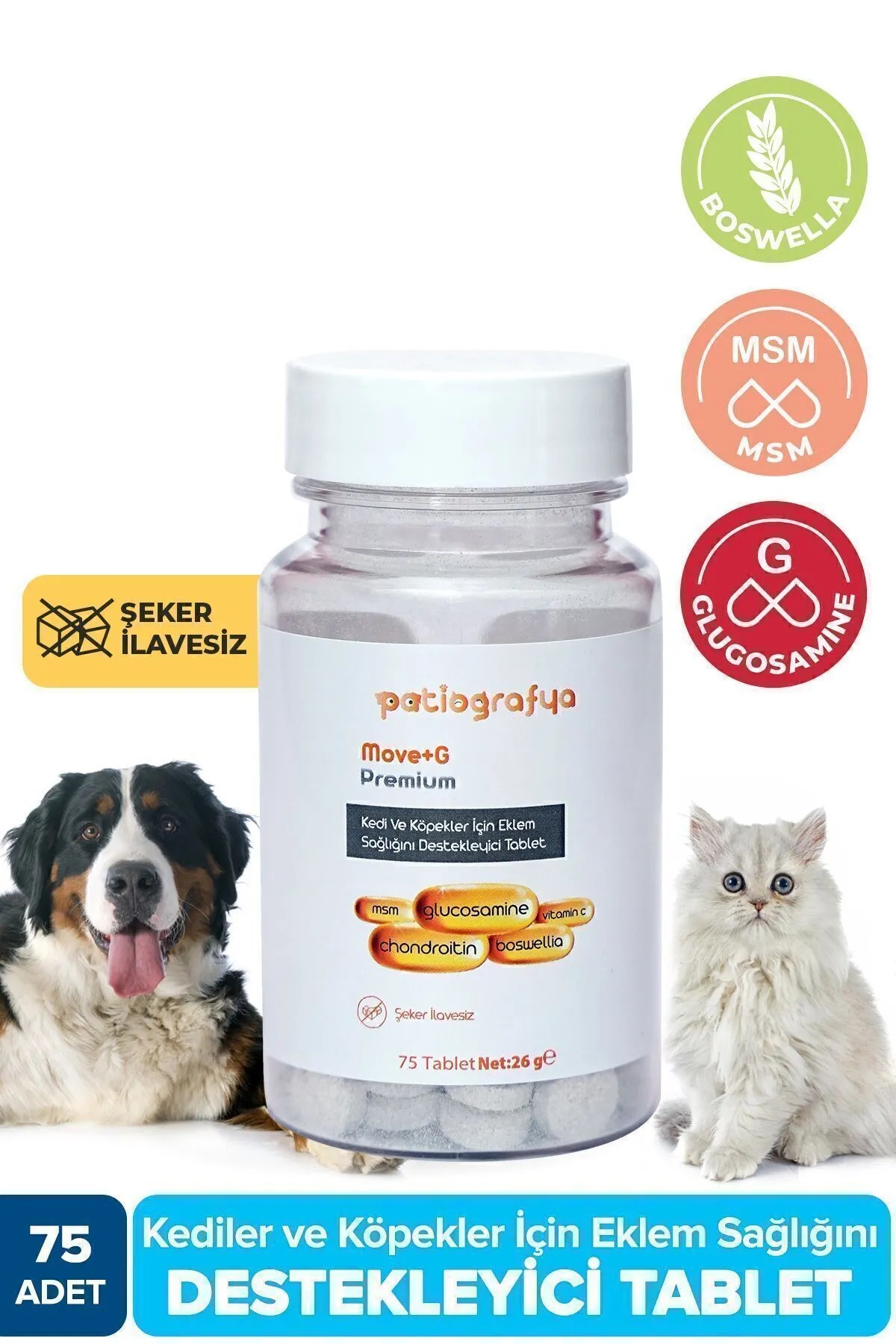 patiografya Premium Move G Glucosamine-glukozamin Kedi Ve Köpek Için Eklem Sağlığını Destekleyici Tablet