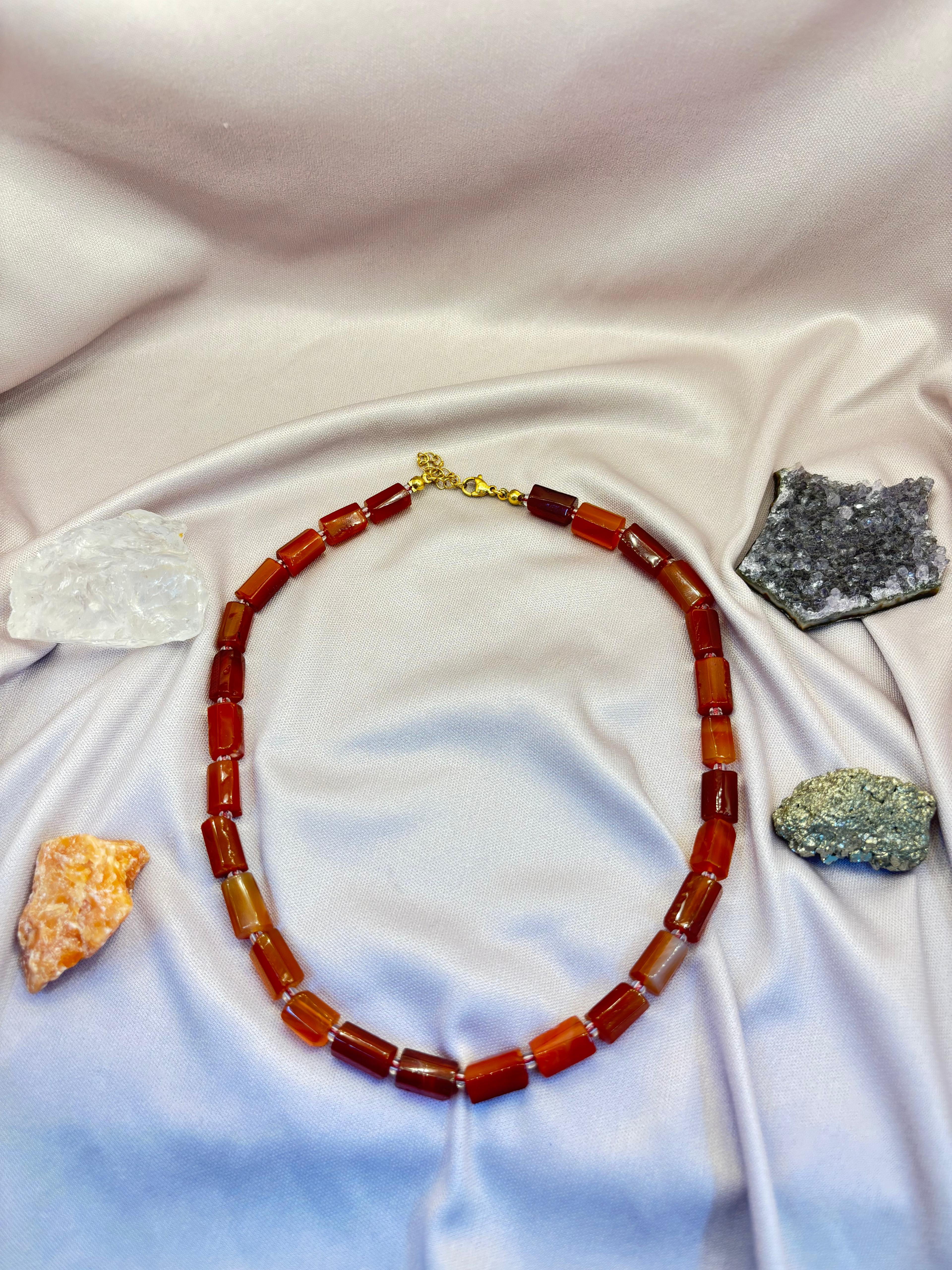 Boru Kesim Akik Taşı Kolye