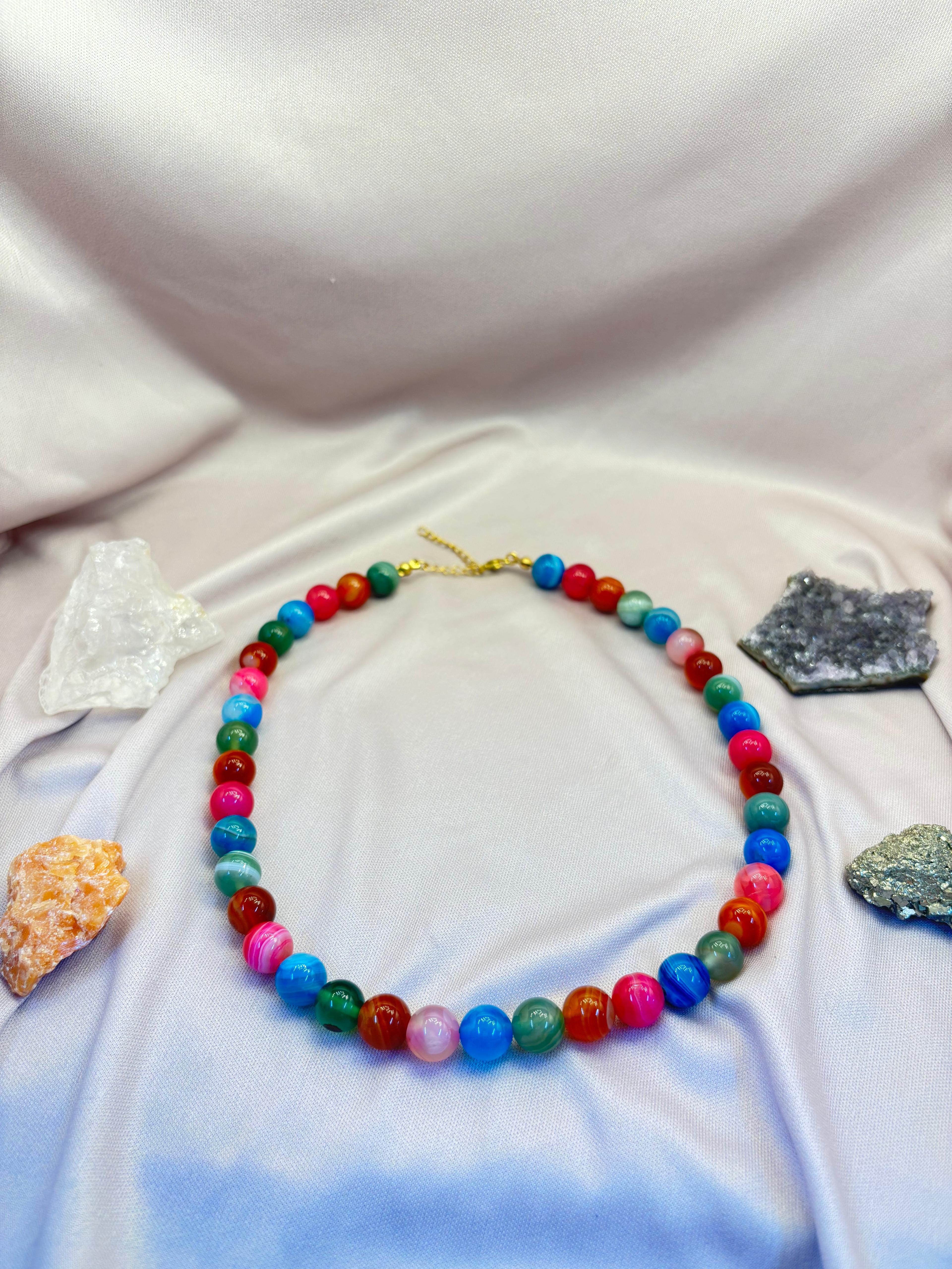 10 mm Renkli Akik Kolye 