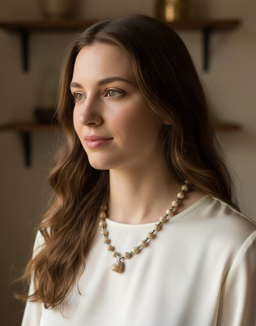 8 mm Esmer Sedef kolye 