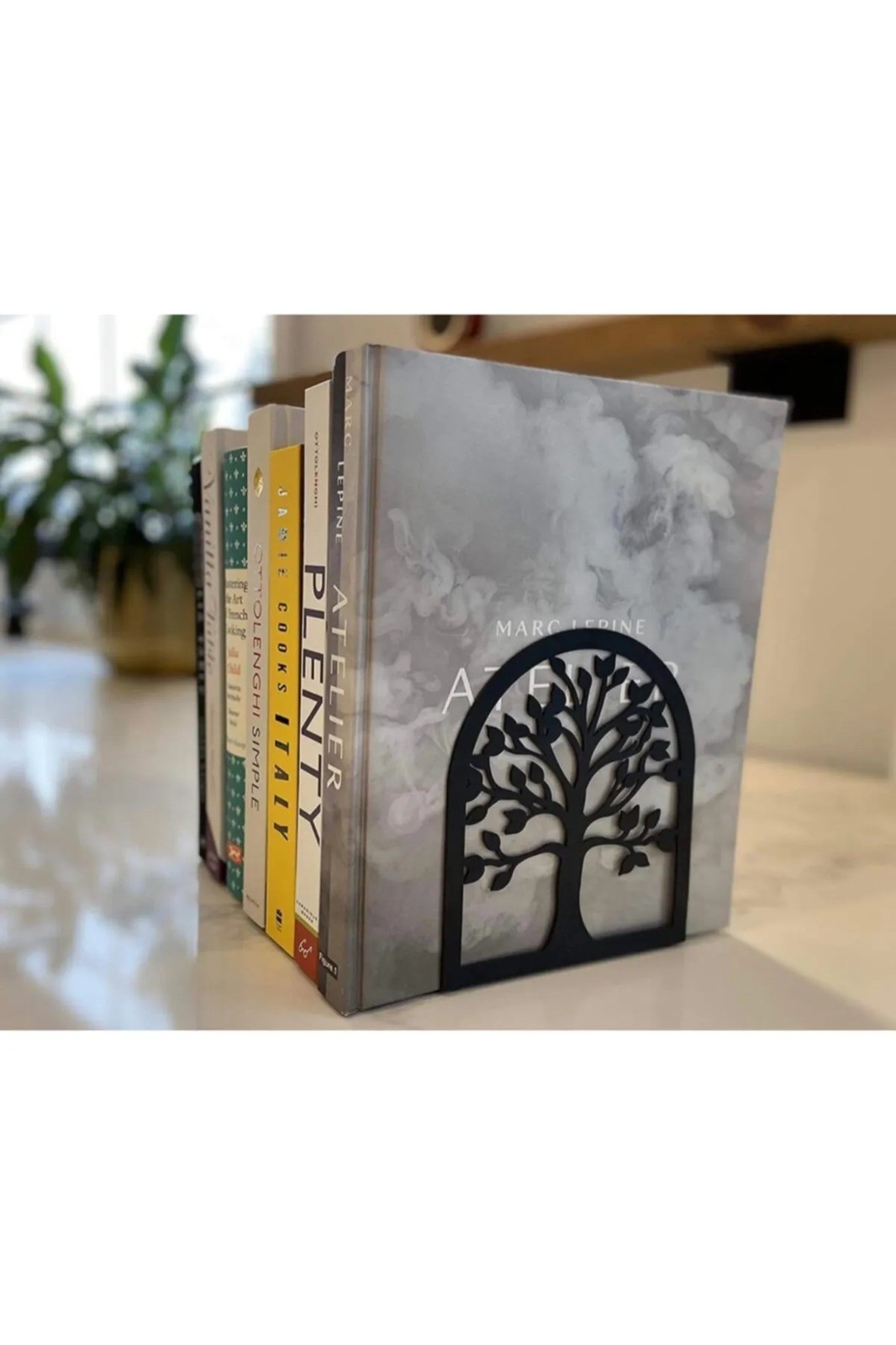 Oval Ağaç Desenli Kitap Desteği - Dekoratif Estetik Kitap Tutucu Dekoratif Metal Kitap Tutucu Ağaç Figürlü Kitaplık Organizer Destek
