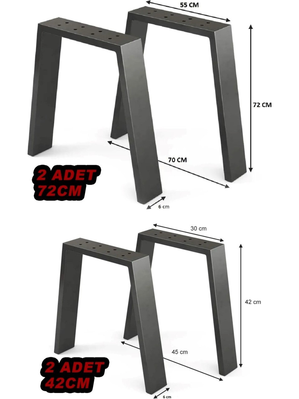 Sehpa Ayağı ve Masa Ayağı | 42 ve 72cm 2'li Set Mobilya Ayağı | Masif Ahşap Kütük Orta Sehpa Ayakları Metal 4 Adet Masa Ayağı 2'Li Masa Ayağı Büyük ve Küçük Set