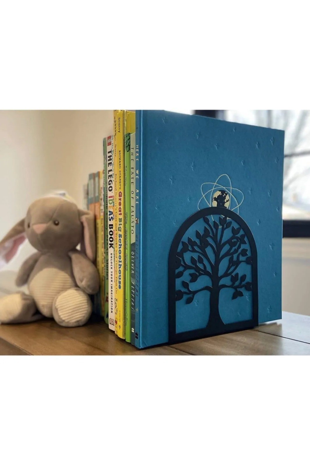 Oval Ağaç Desenli Kitap Desteği - Dekoratif Estetik Kitap Tutucu Dekoratif Metal Kitap Tutucu Ağaç Figürlü Kitaplık Organizer Destek