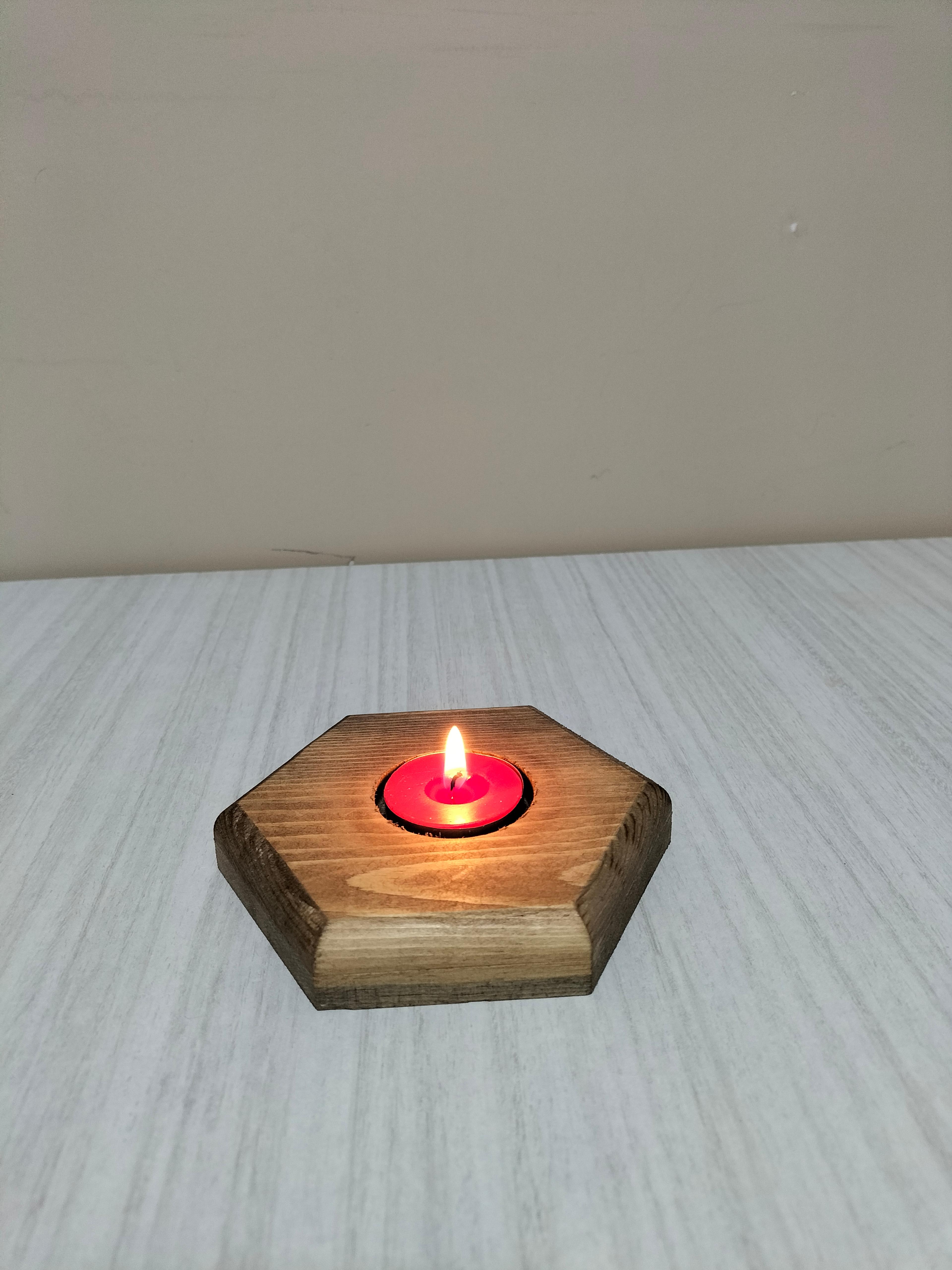 Masif Ahşap Bal Peteği Tealight Mumluk