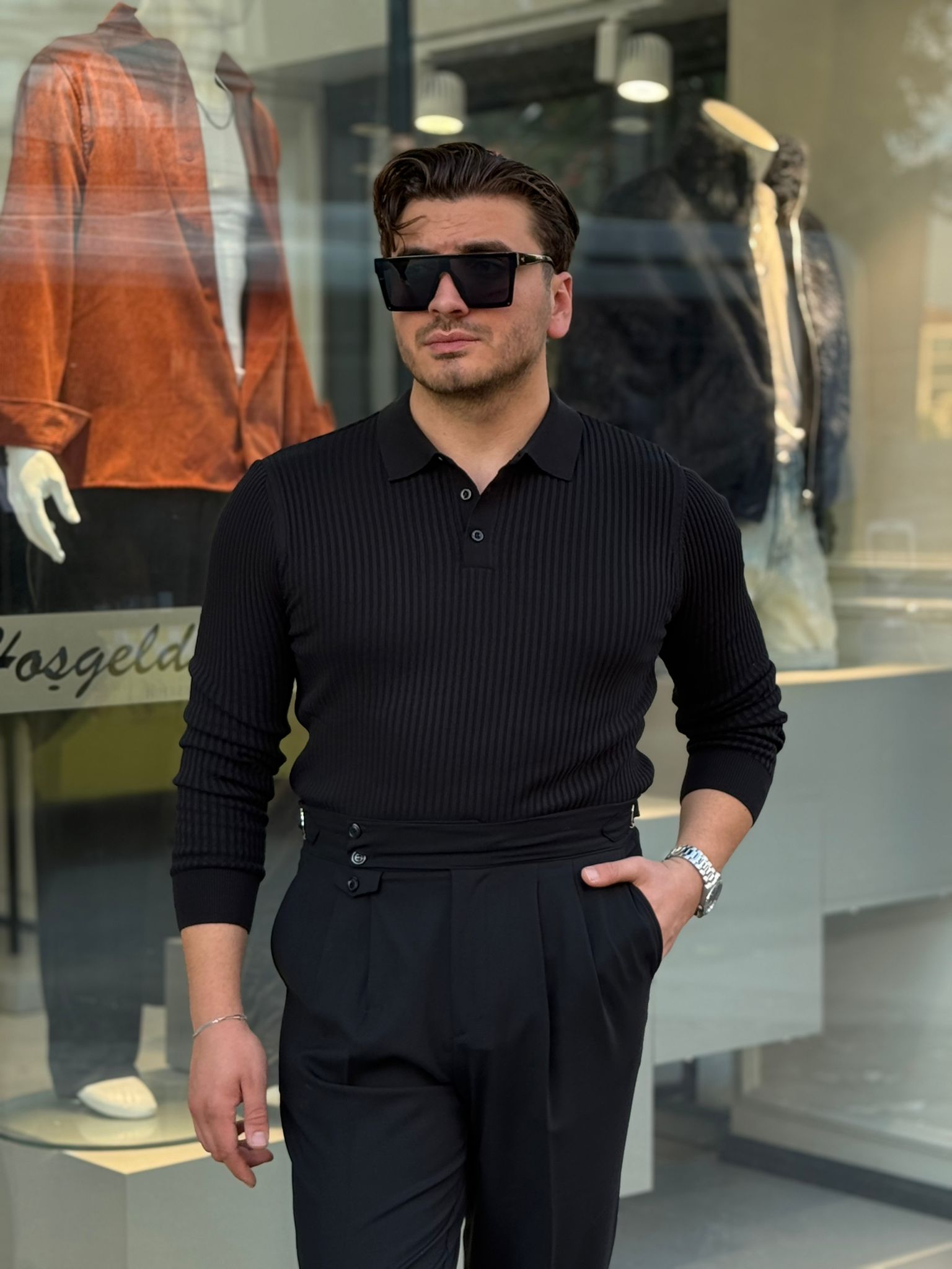 Polo Yaka Çizgili Triko 