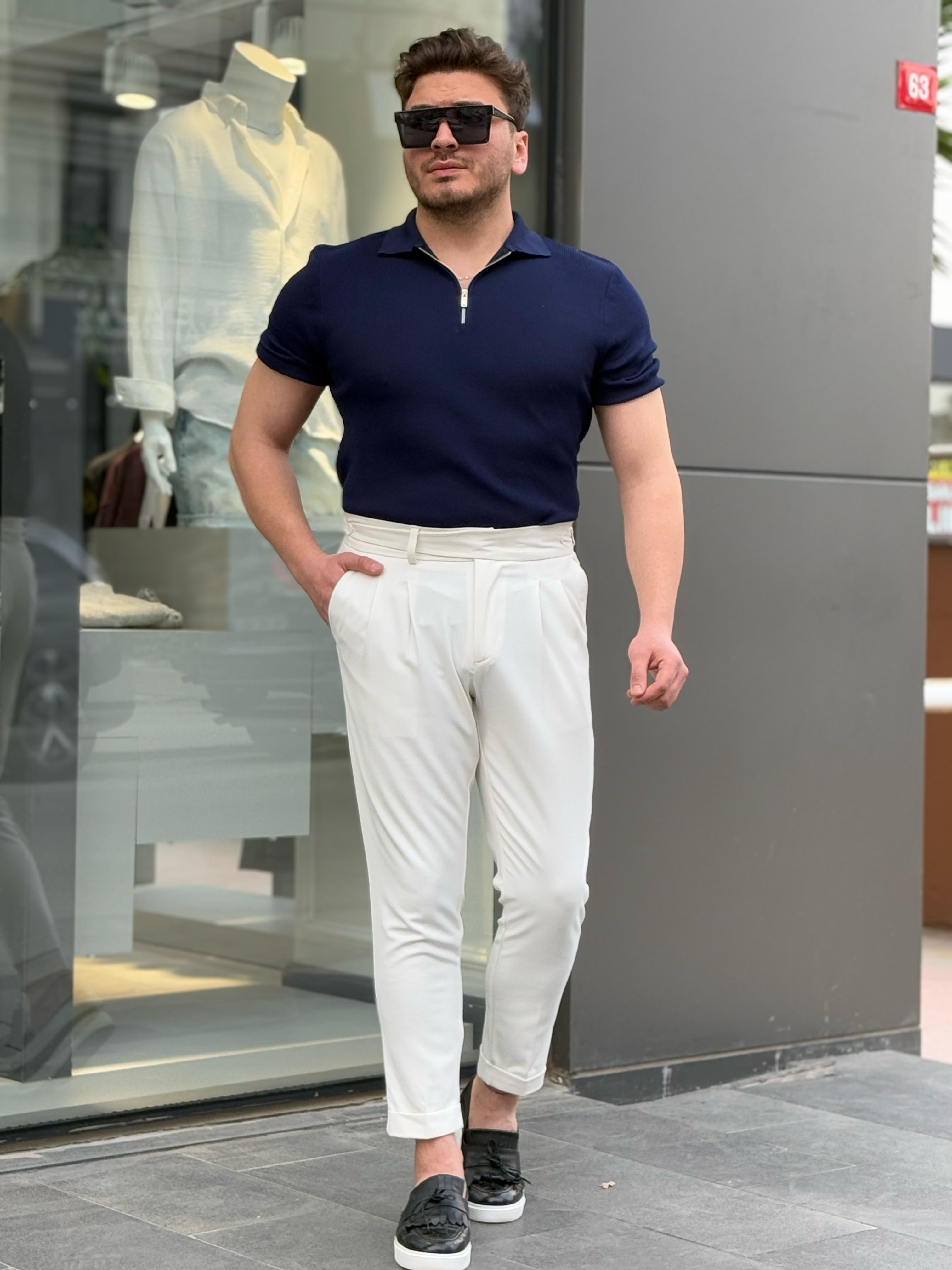 Fermuarlı Polo Yaka Triko Tshirt