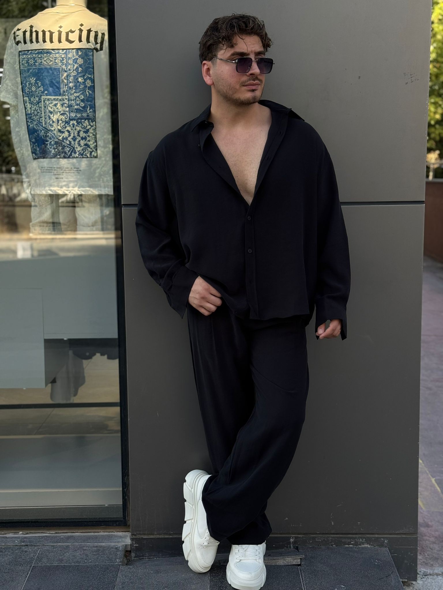Oversize Gömlek Takım - Siyah