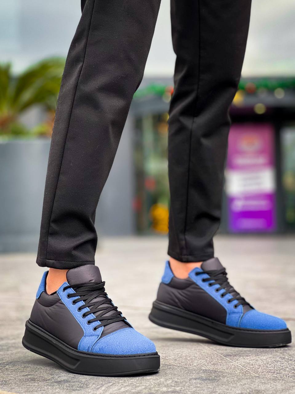 KB-X46 Kuback Siyah Sax Mavi Yüksek Siyah Taban Günlük Spor Ayakkabı
