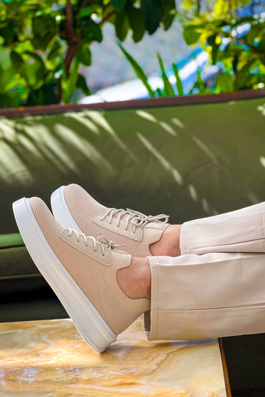 KB-116 Kuback Bej Bağcıklı Triko Günlük Erkek Ayakkabı