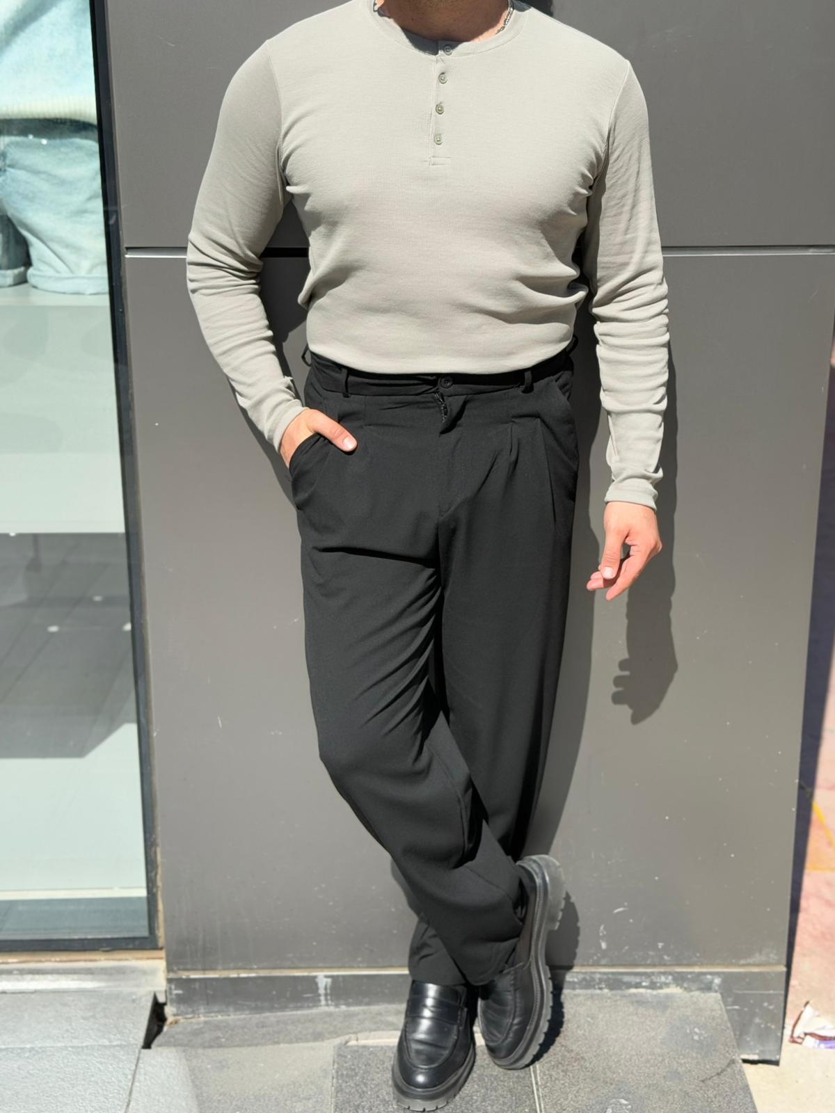 Düğmeli Triko Sweat - Yeşil
