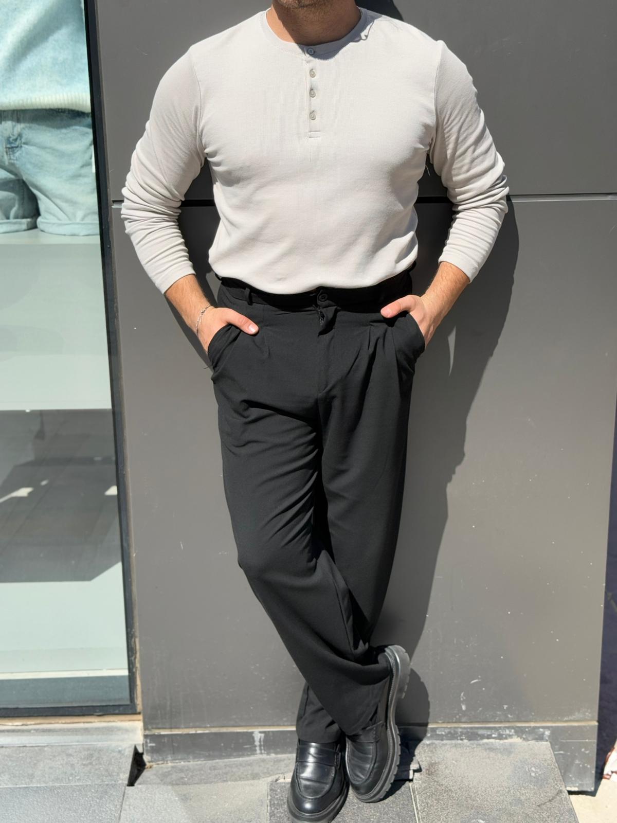 Düğmeli Triko Sweat - Gri