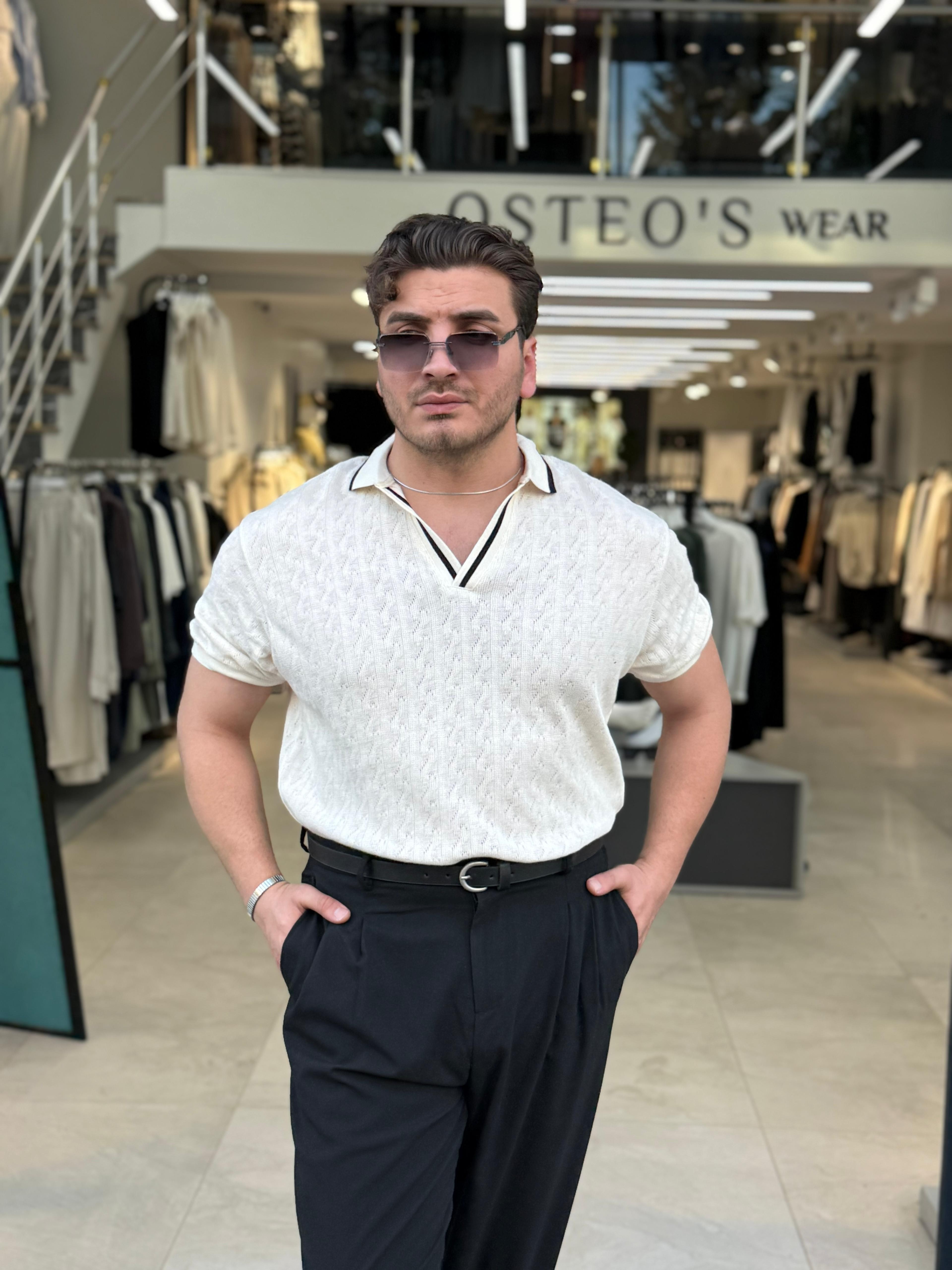 Çizgi Detaylı Triko Tshirt