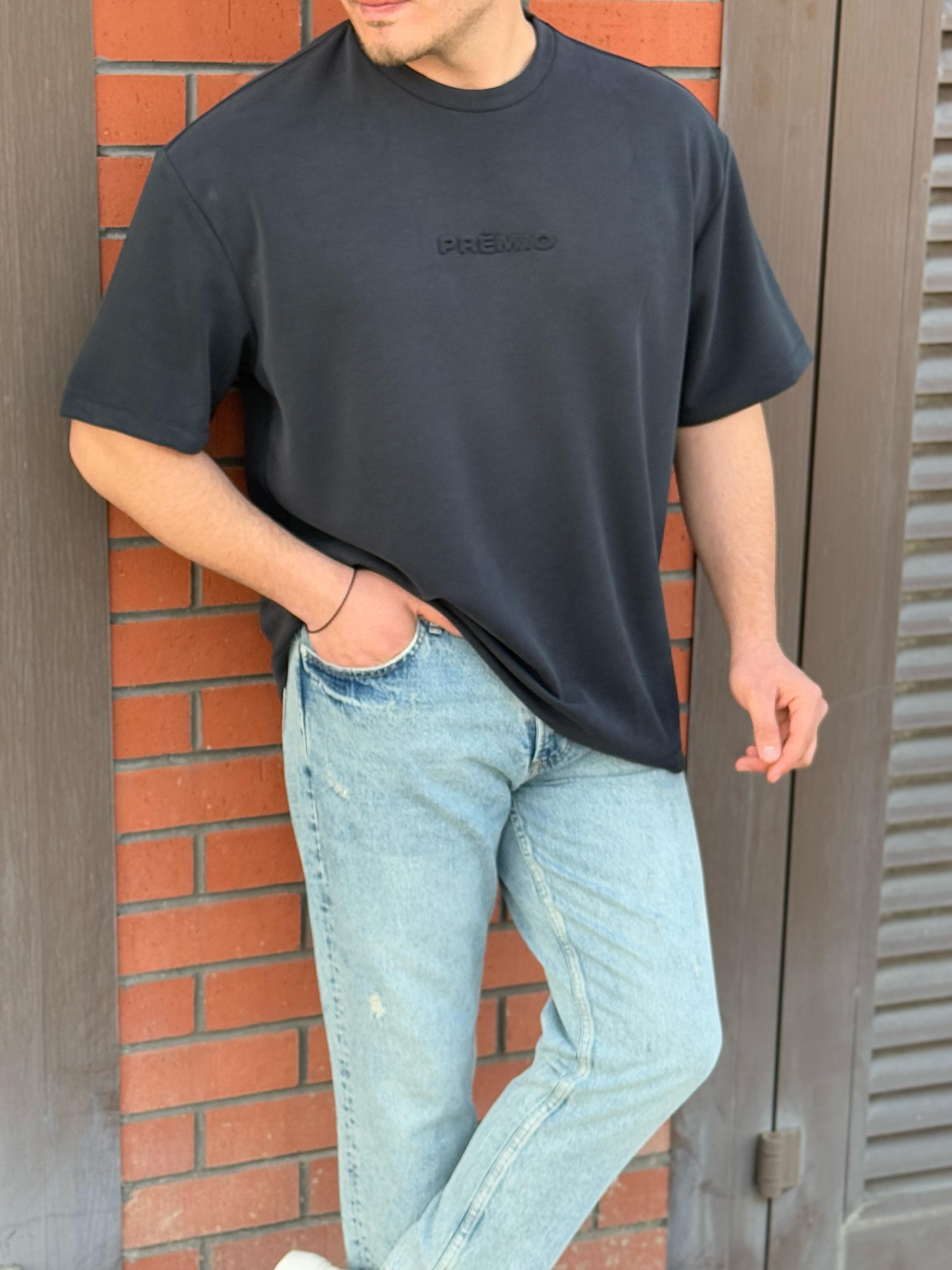 Ön Minimal Baskılı Oversize Premium Kumaş Tshirt