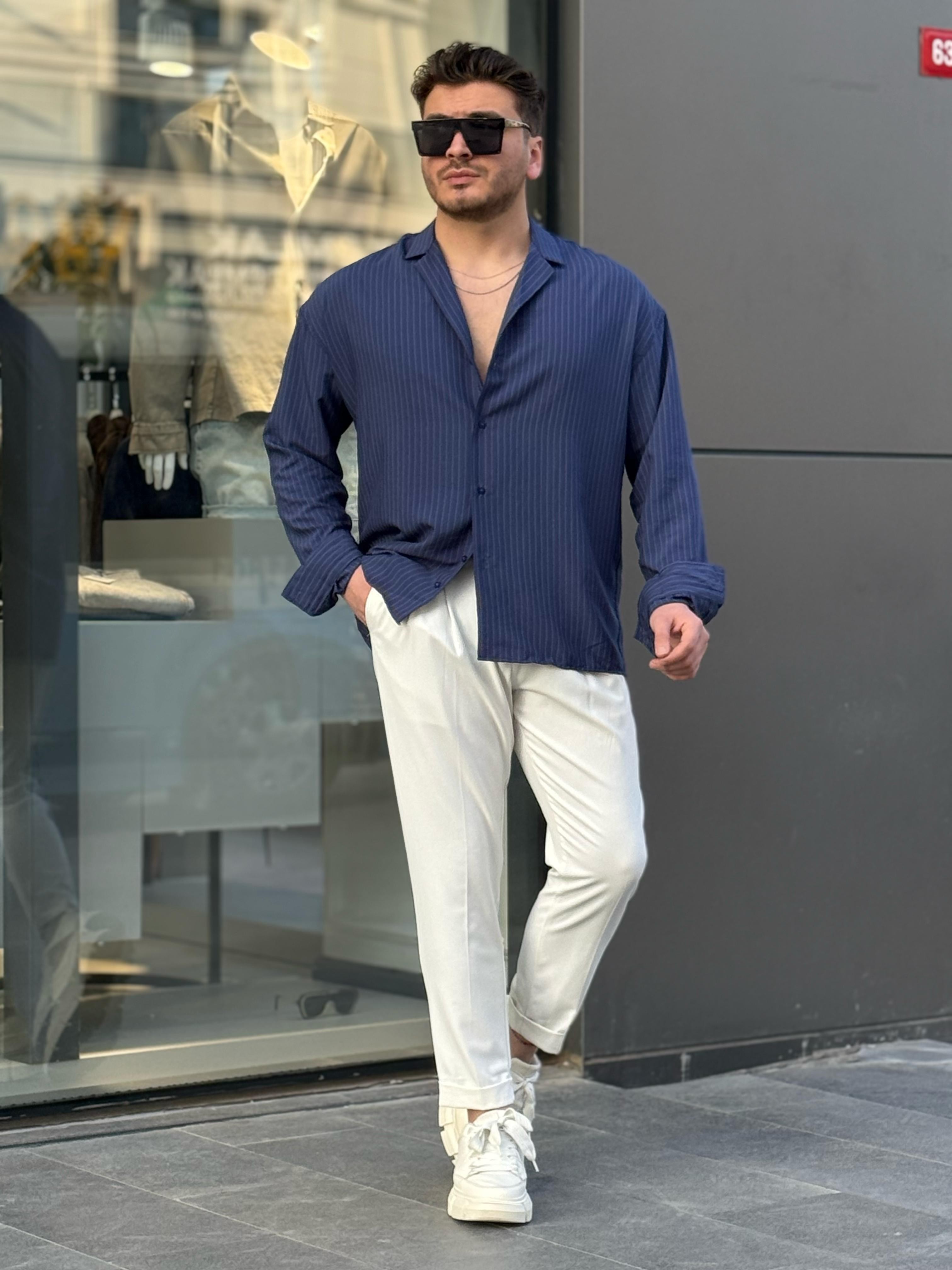 Çizgili Oversize Gömlek 