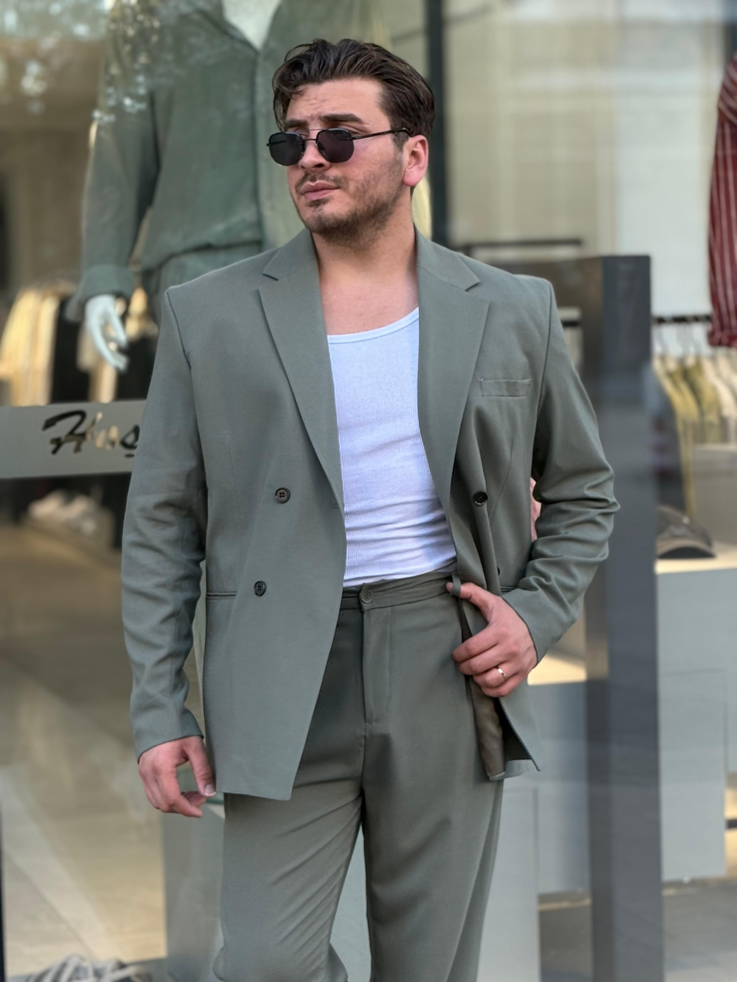Kruvaze Takım Elbise - Yeşil