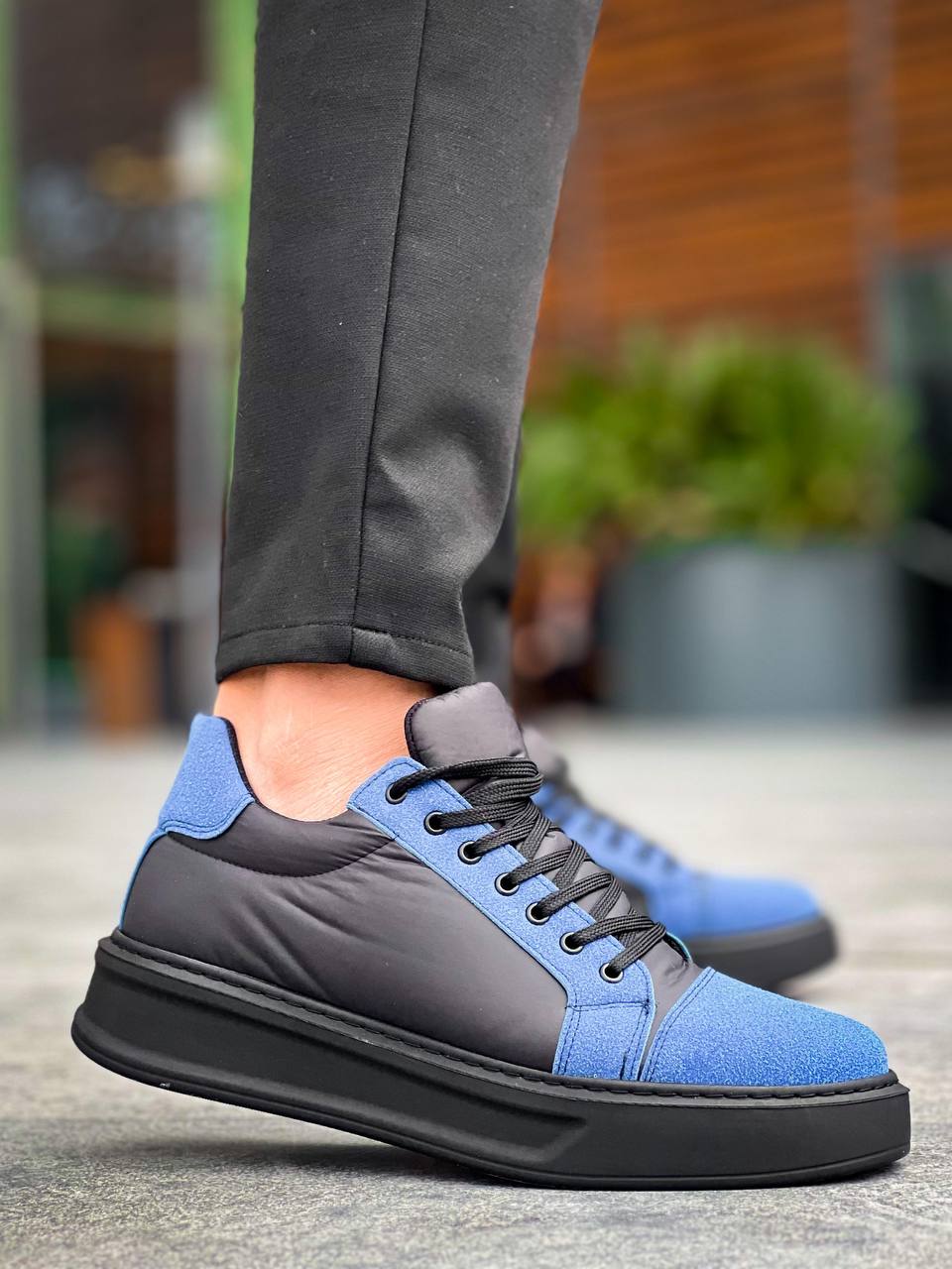 KB-X46 Kuback Siyah Sax Mavi Yüksek Siyah Taban Günlük Spor Ayakkabı