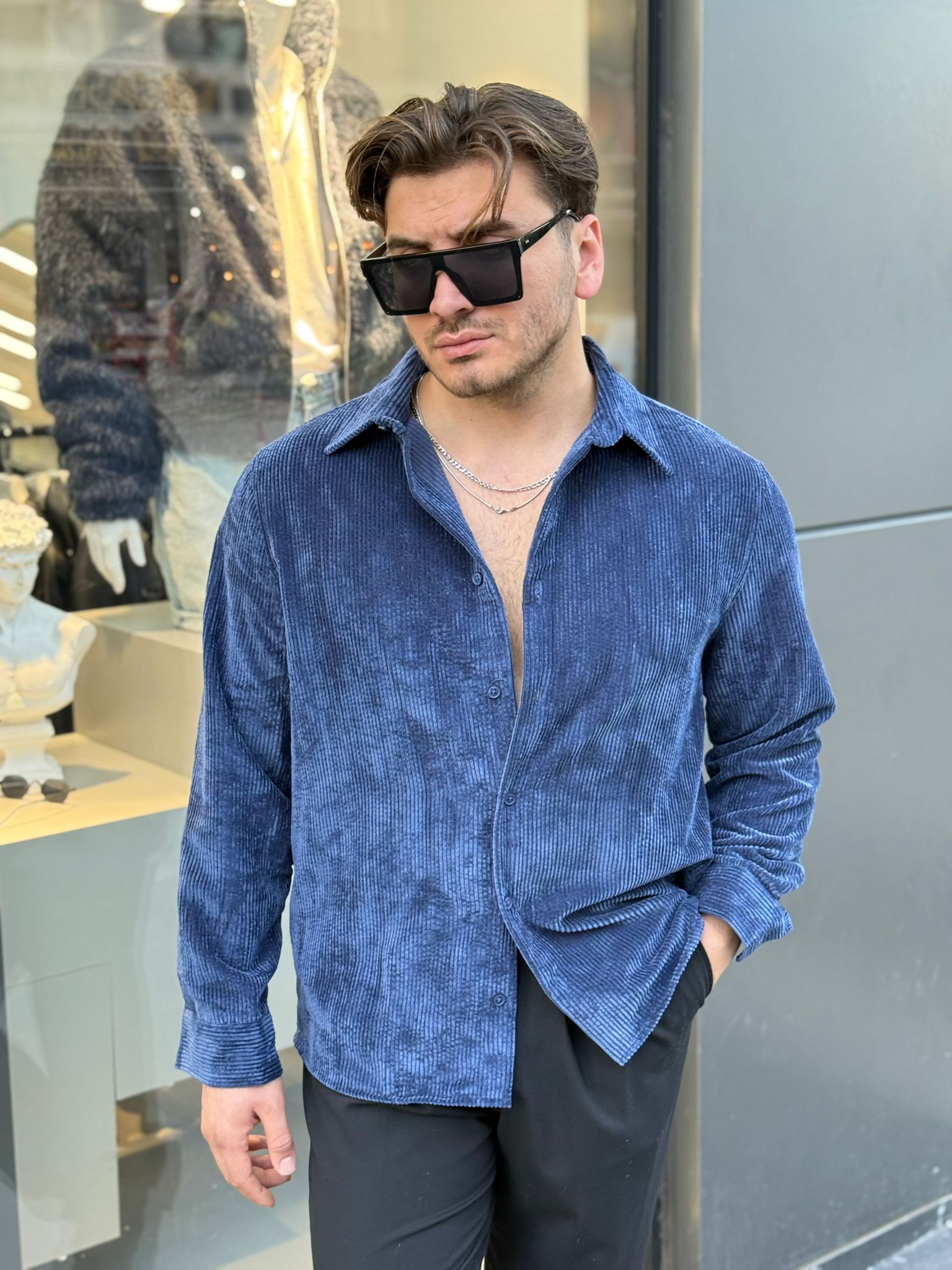 Kadife Oversize Gömlek