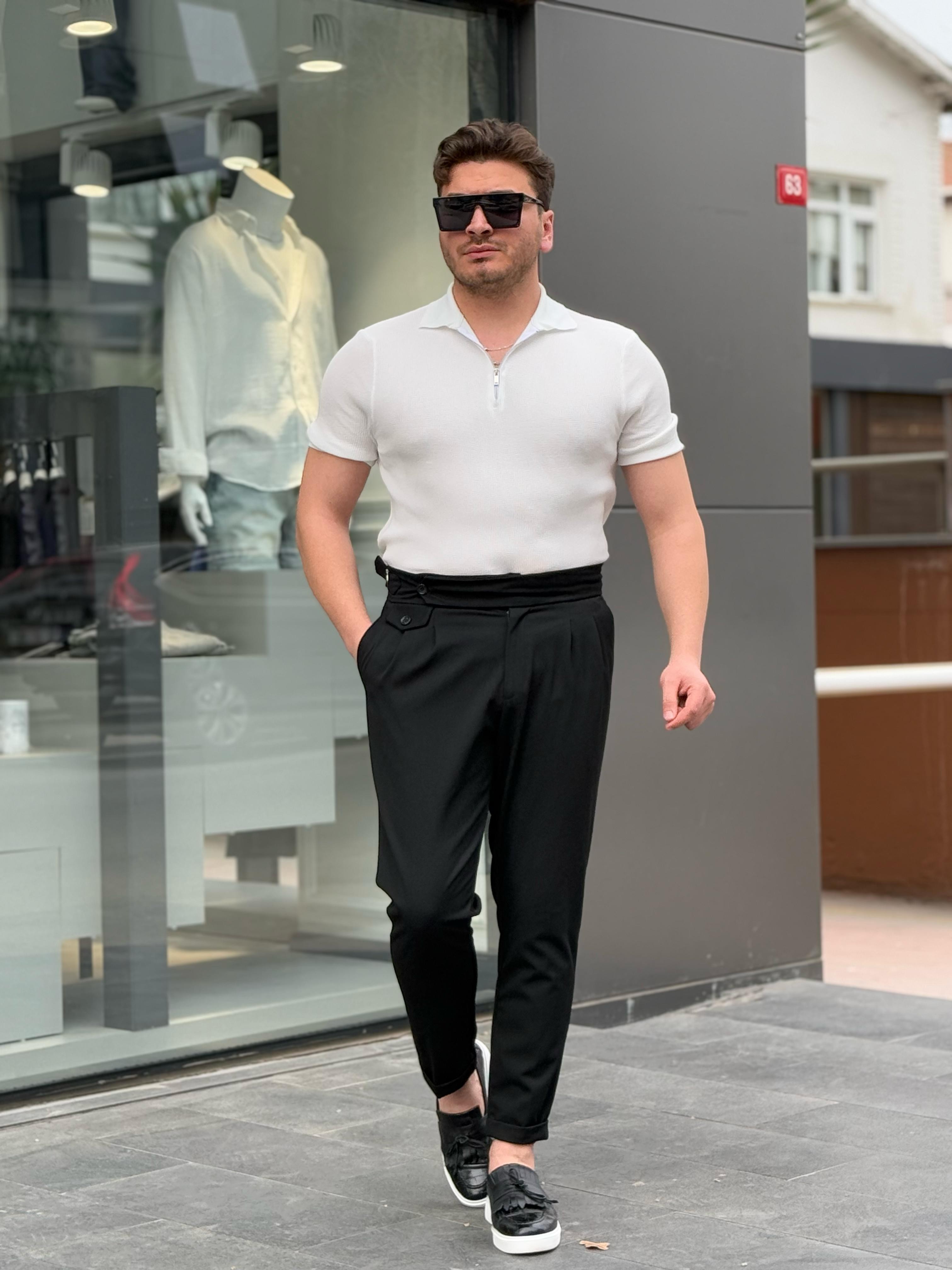 Fermuarlı Polo Yaka Triko Tshirt