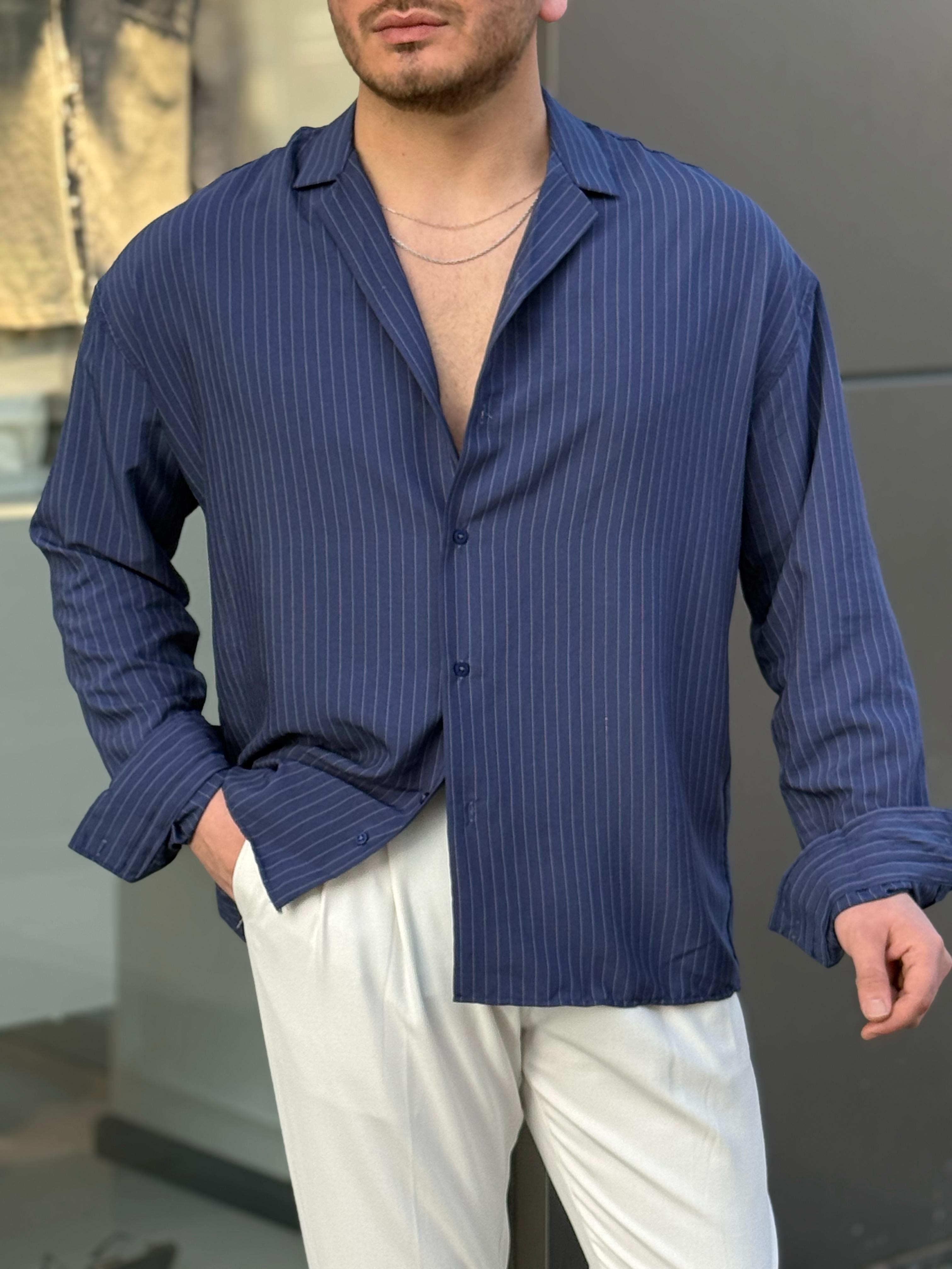 Çizgili Oversize Gömlek 